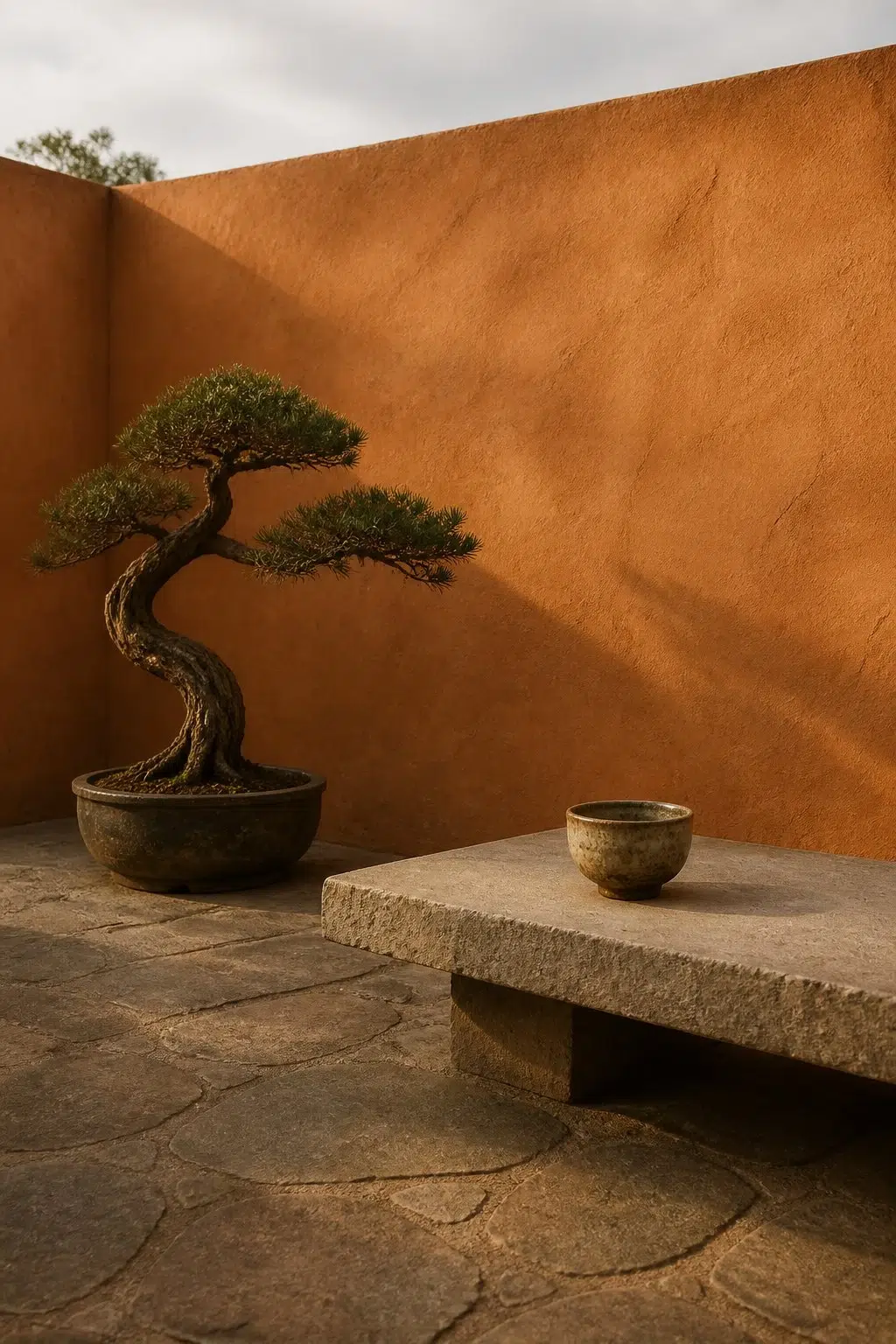 wabi-sabi patio featuring Amber Wave by Sherwin-Williams
