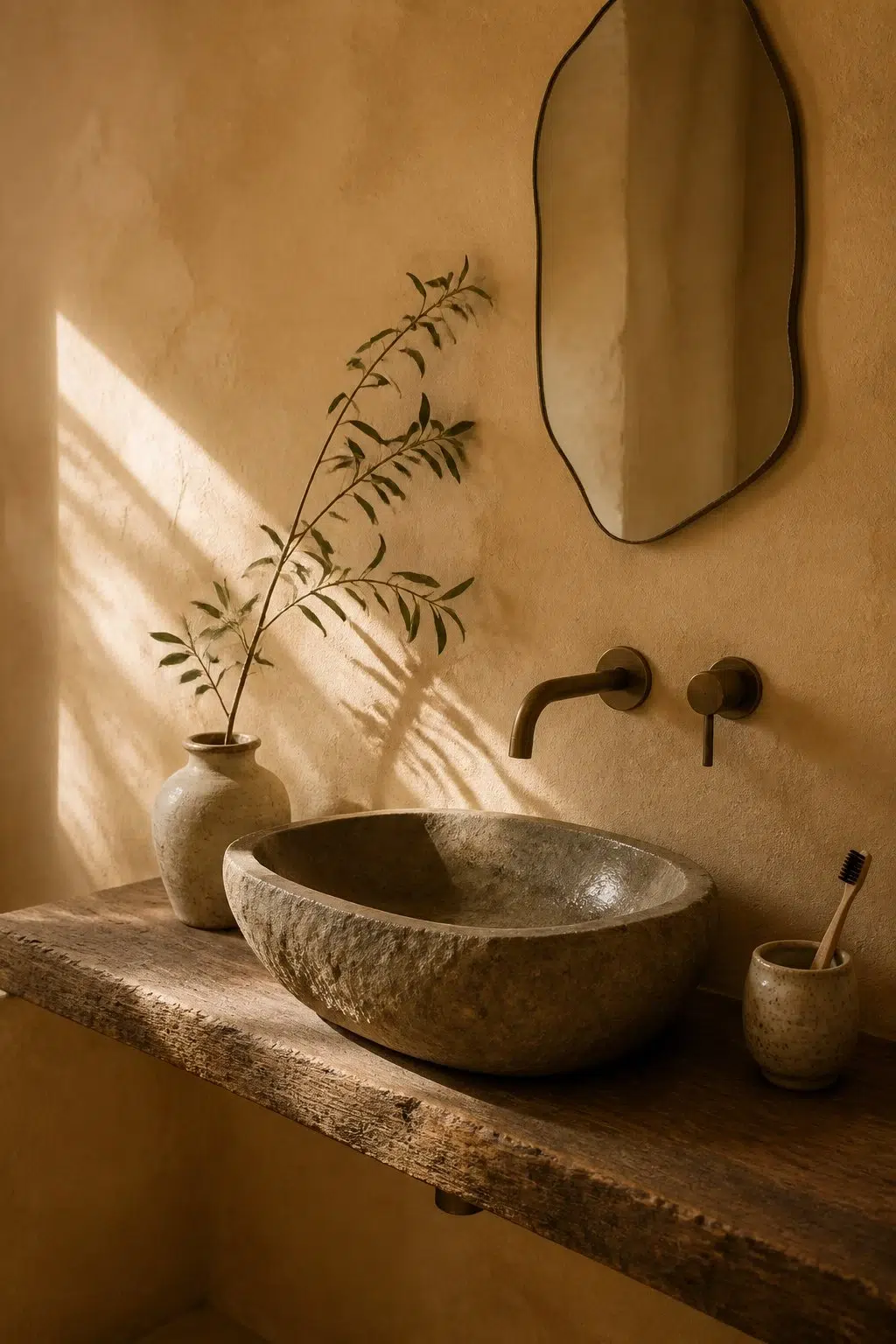 Ambitious Amber — wabi-sabi bathroom