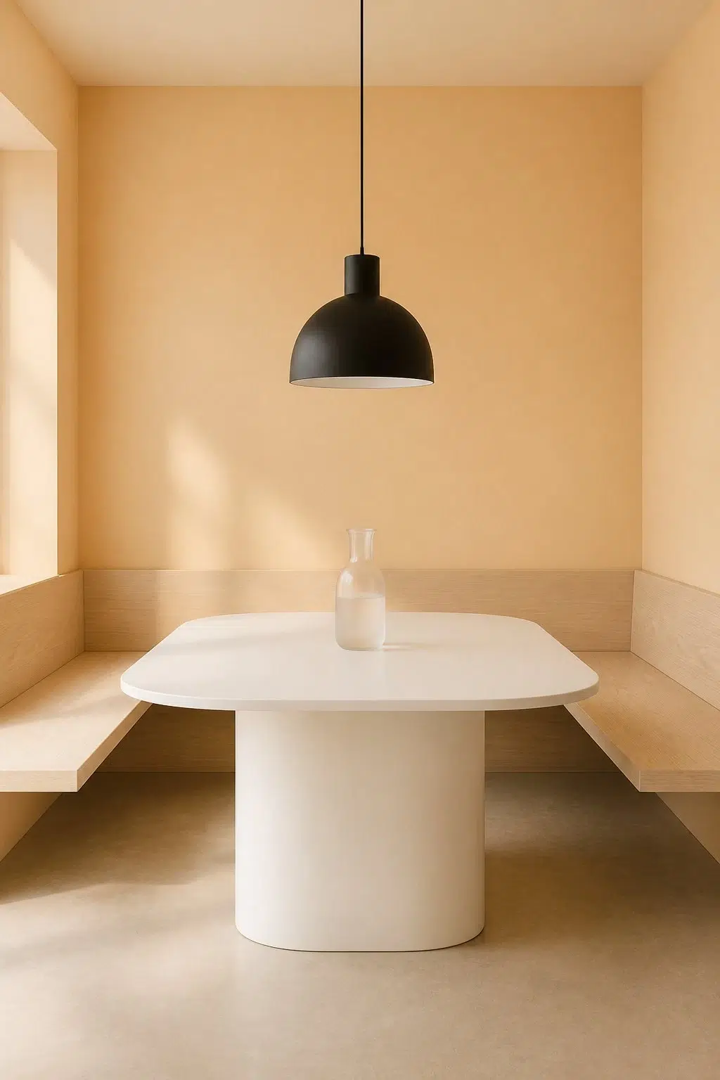 Ambitious Amber paint in a minimalist dining room