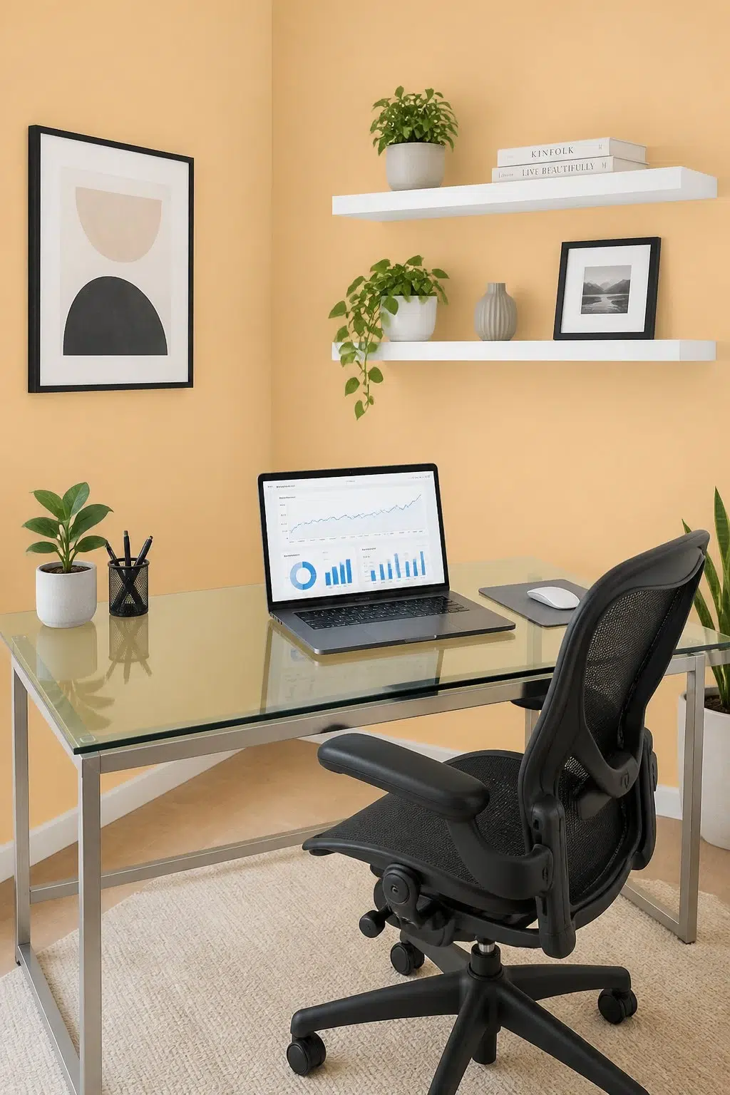 Sherwin-Williams Ambitious Amber in a contemporary home office