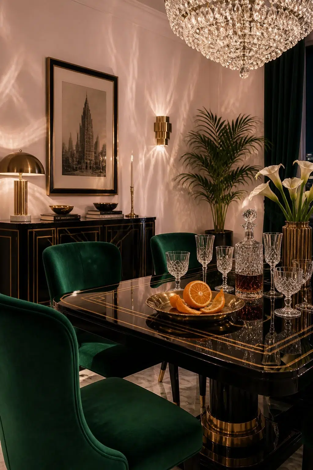 Anemone paint in a art deco dining room