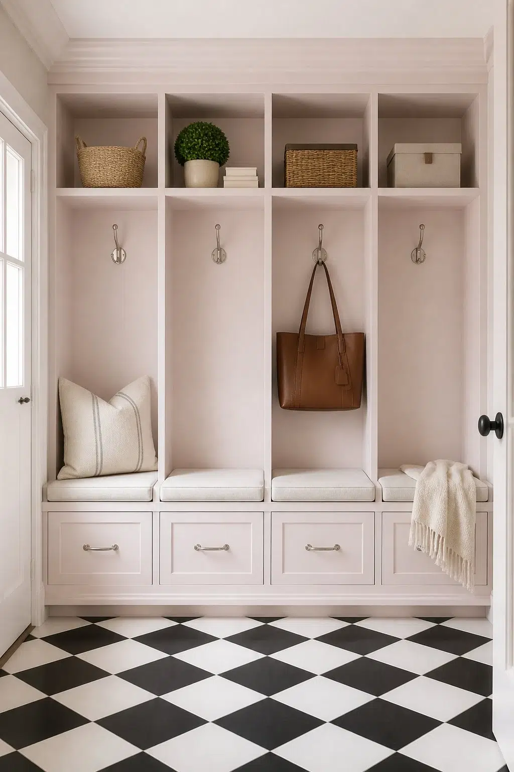Anemone paint in a classy mudroom