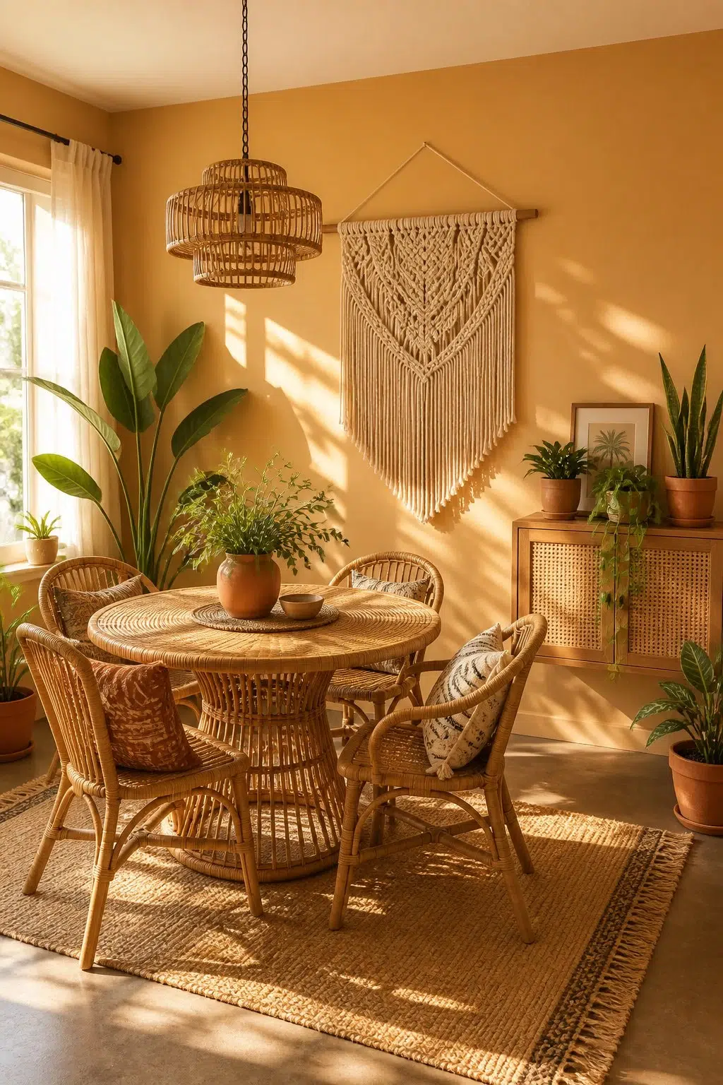 Anjou Pear paint in a boho dining room