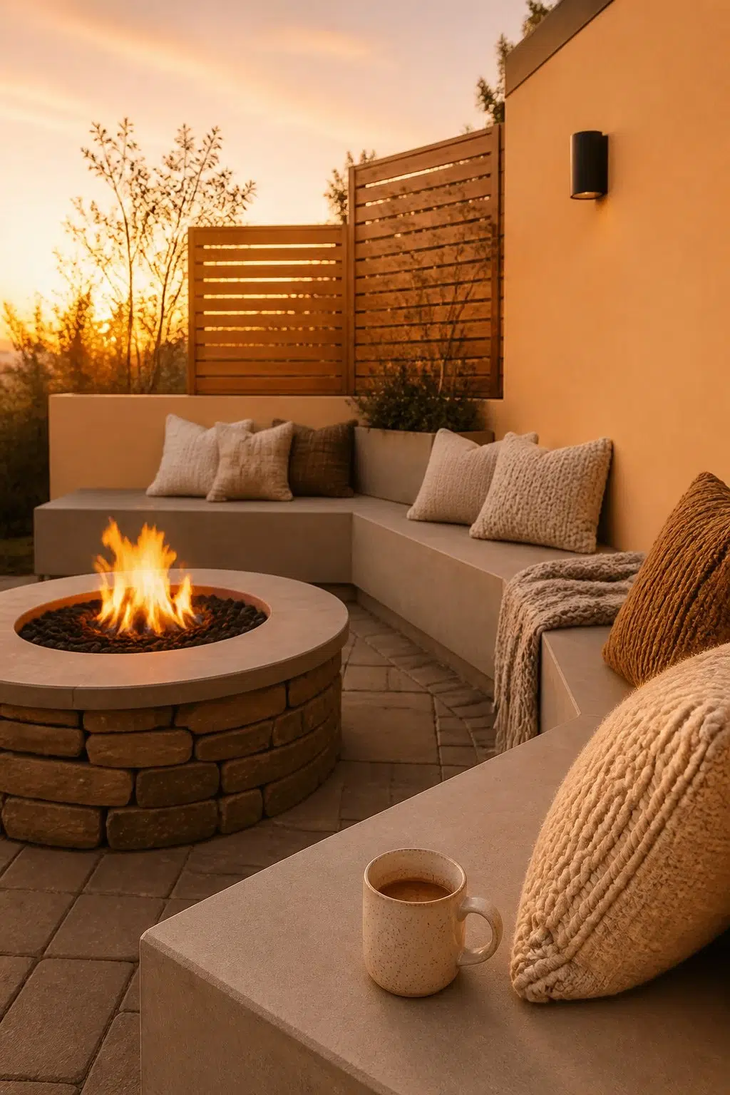 warm patio featuring Anjou Pear by Sherwin-Williams