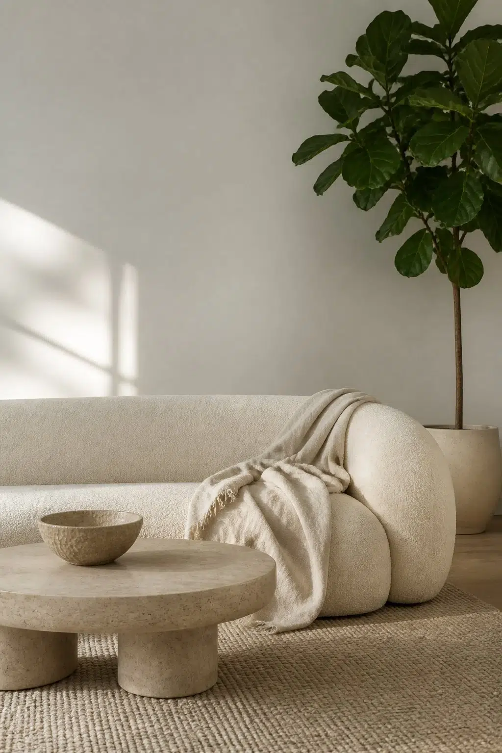 A organic modern living room painted in Antimony