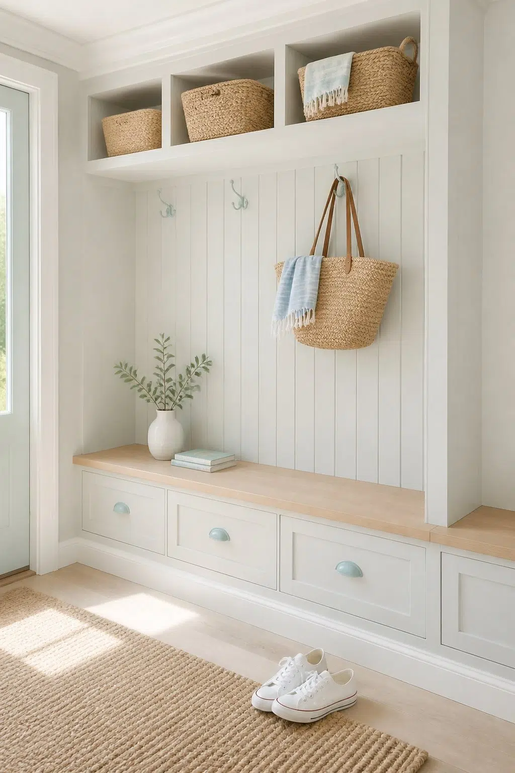 Antimony paint in a coastal mudroom