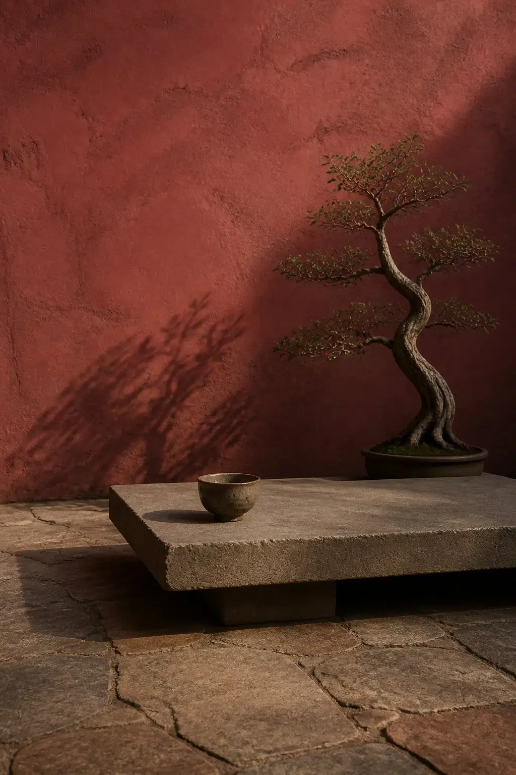 wabi-sabi patio featuring Antique Red by Sherwin-Williams