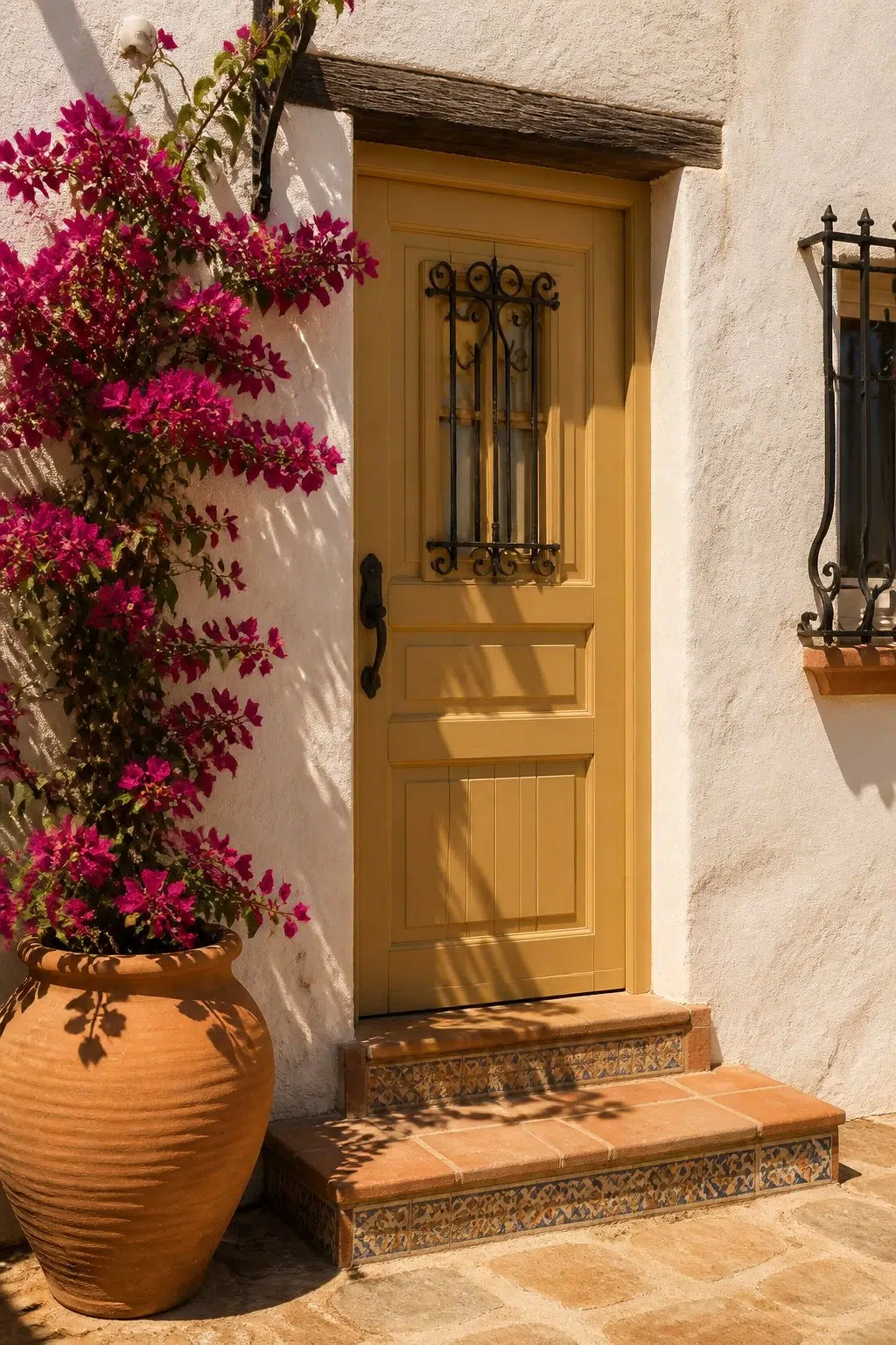 mediterranean front door featuring Antiquity by Sherwin-Williams