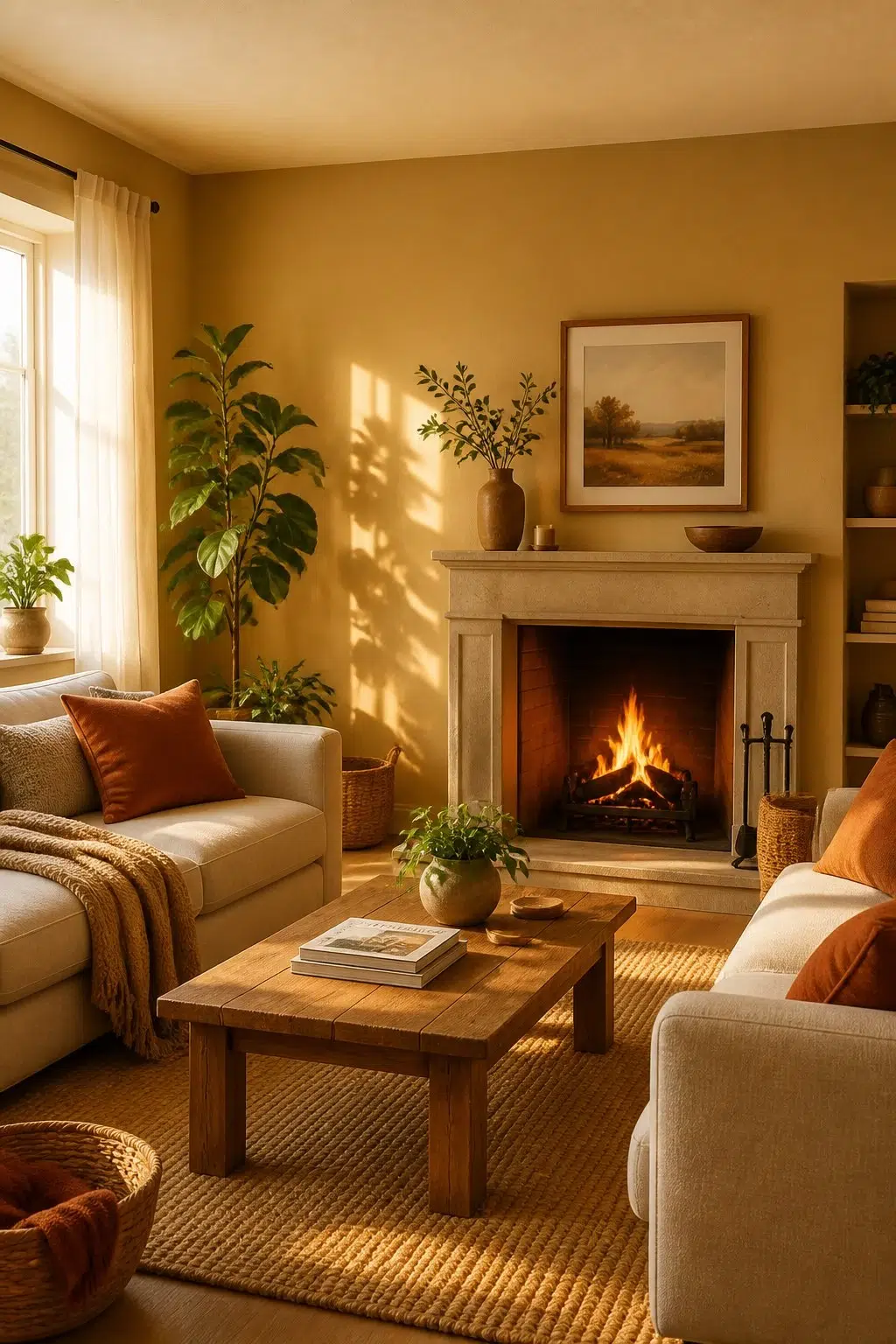 A cozy living room painted in Antiquity