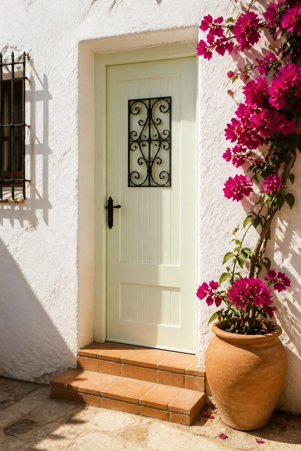 mediterranean front door featuring Apple Slice by Sherwin-Williams