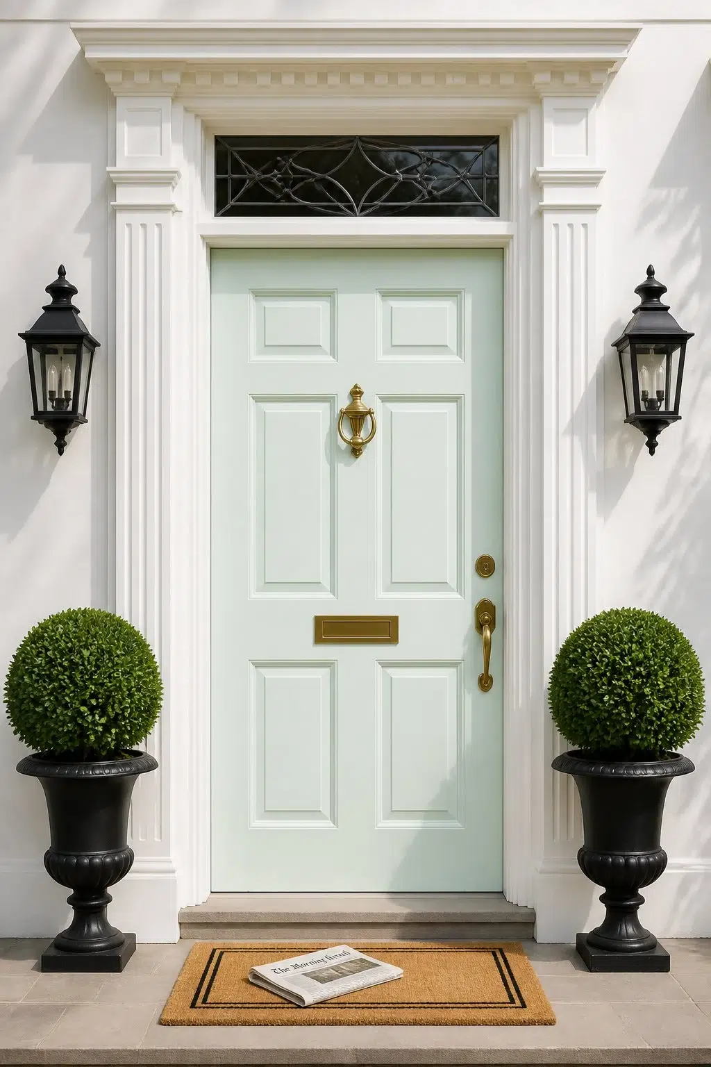 traditional front door featuring Aquacade 226 by Sherwin-Williams