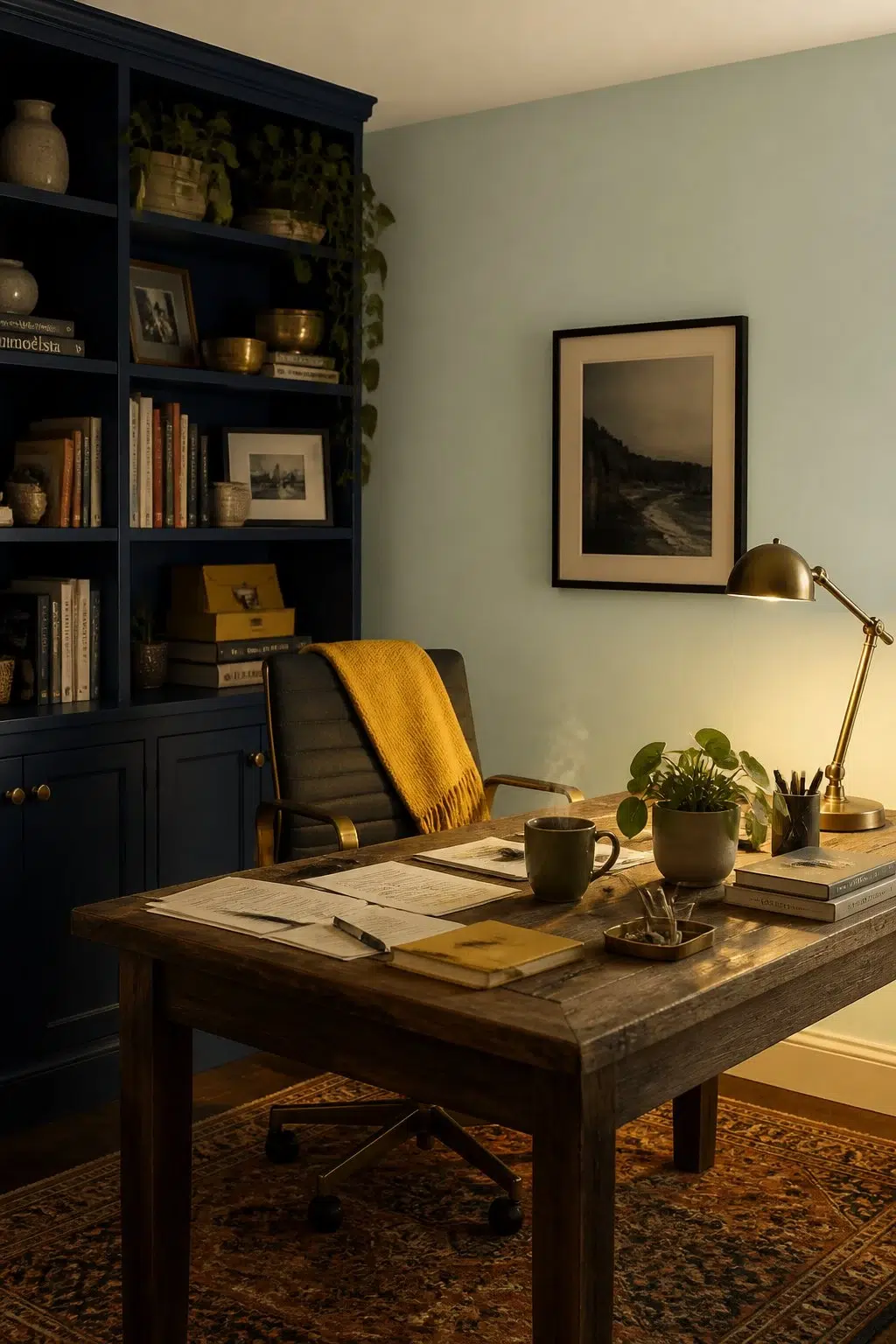 Sherwin-Williams Aquacade 226 in a unique home office