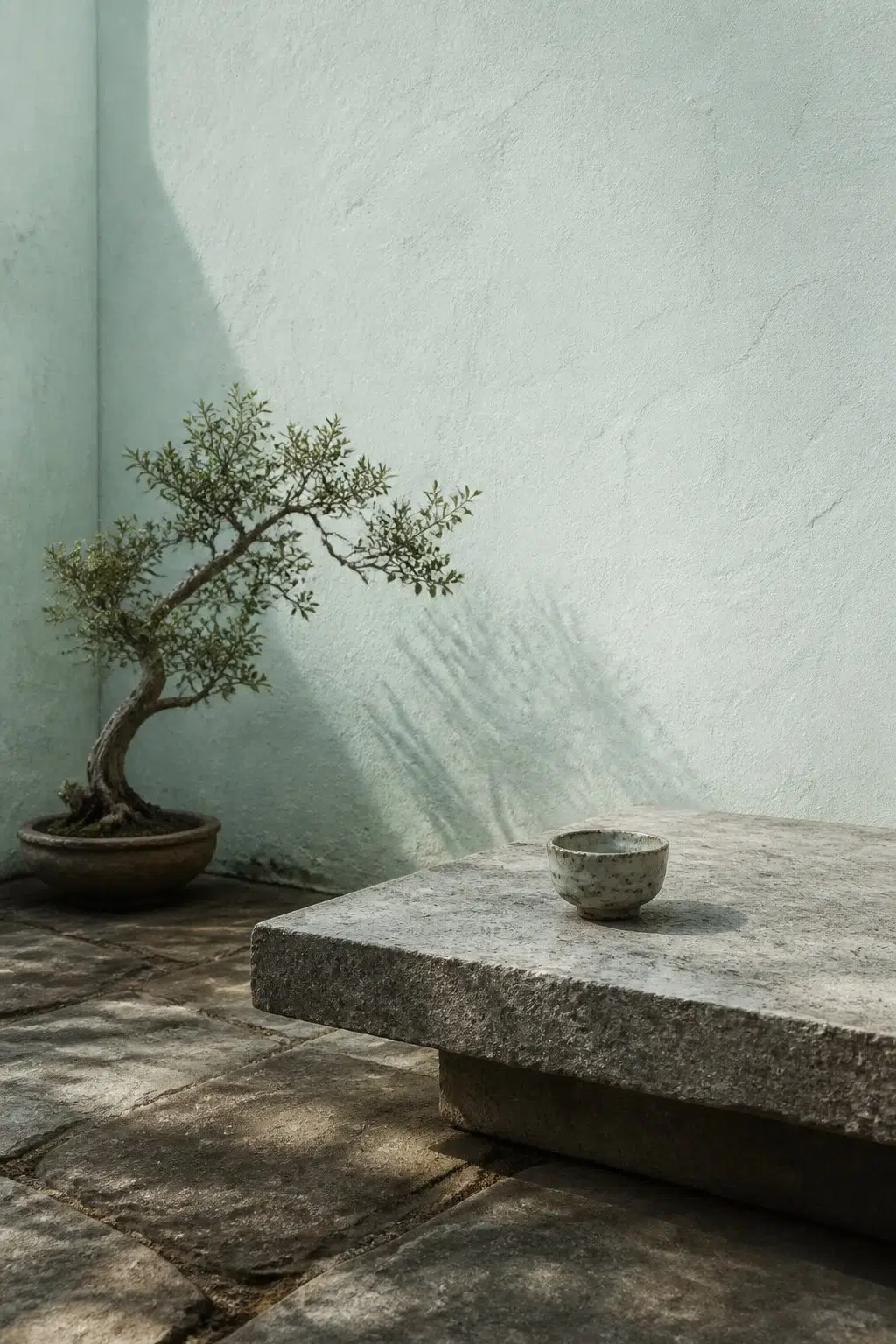 wabi-sabi patio featuring Aquacade 226 by Sherwin-Williams