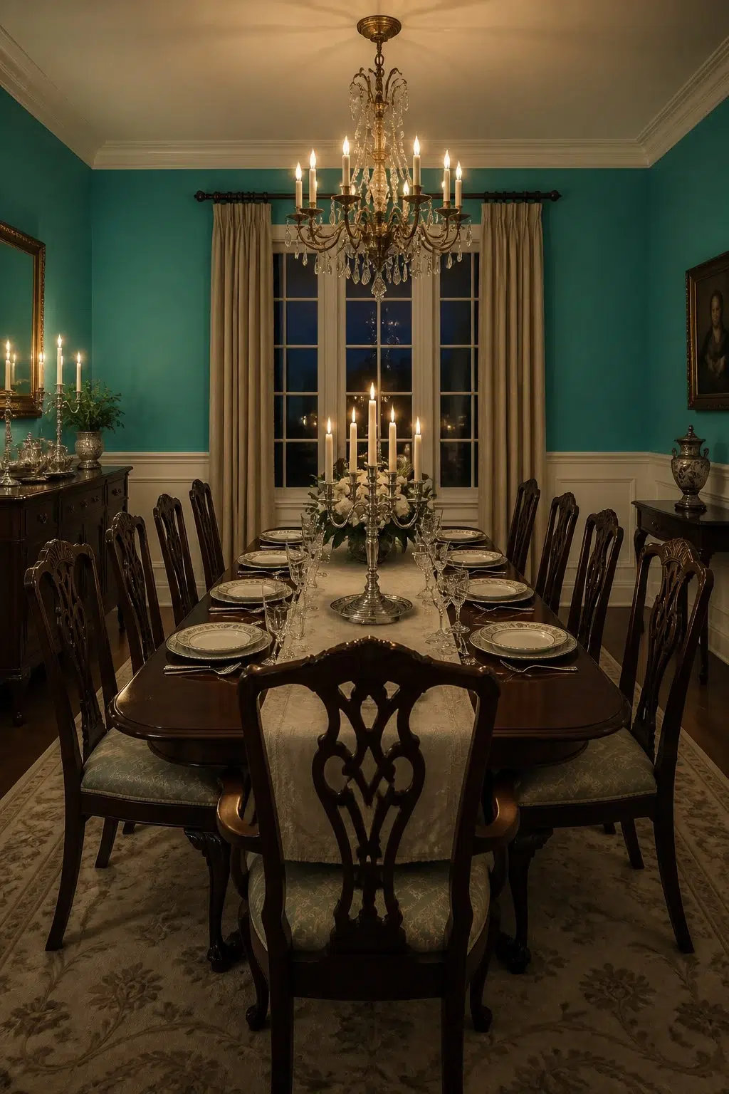 Aquarium paint in a traditional dining room