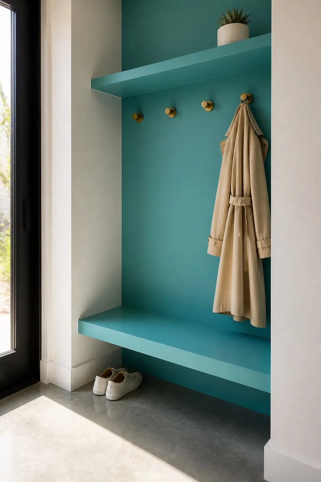 Aquarium paint in a tiny mudroom