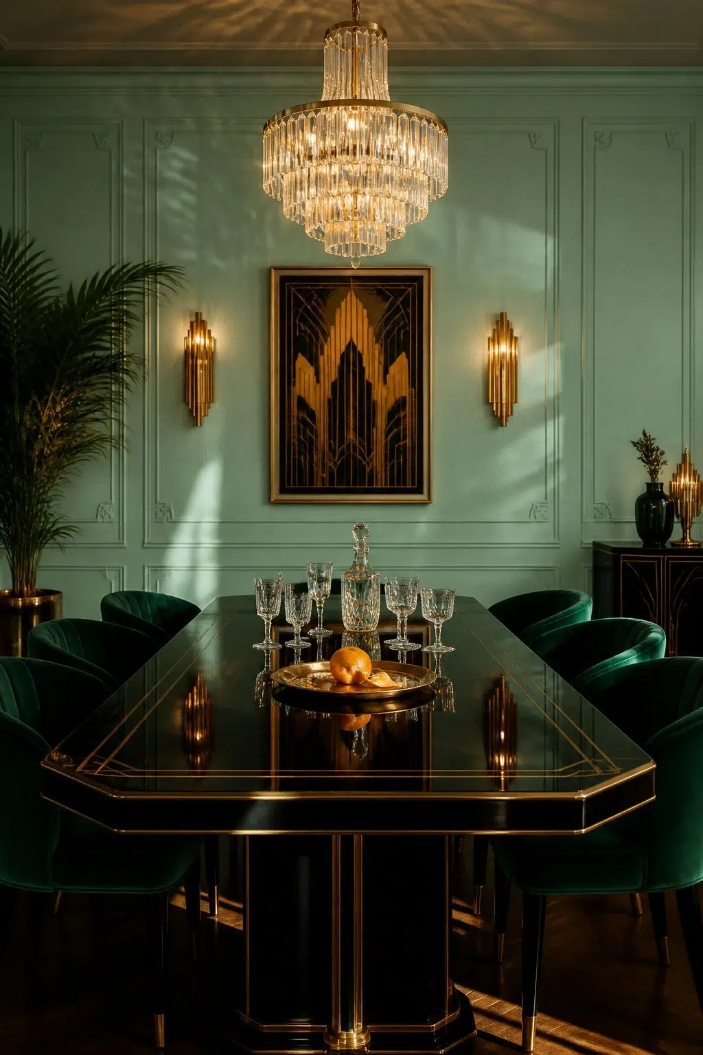 Aquastone paint in a art deco dining room