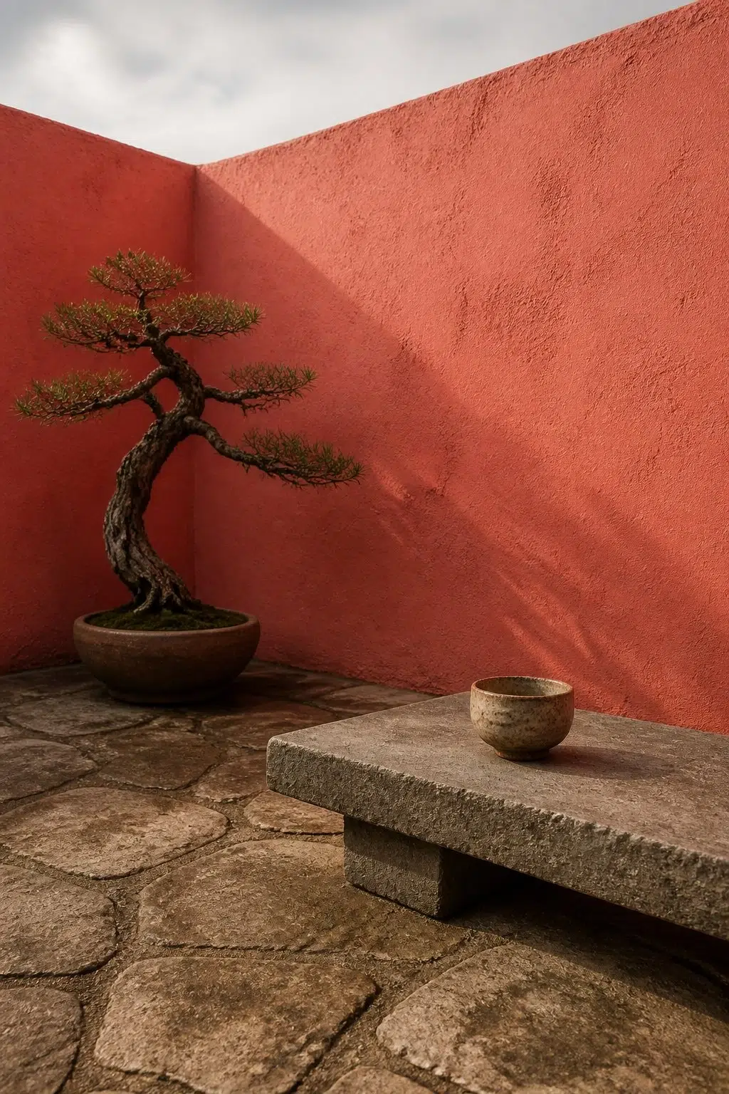 wabi-sabi patio featuring Ardent Coral by Sherwin-Williams