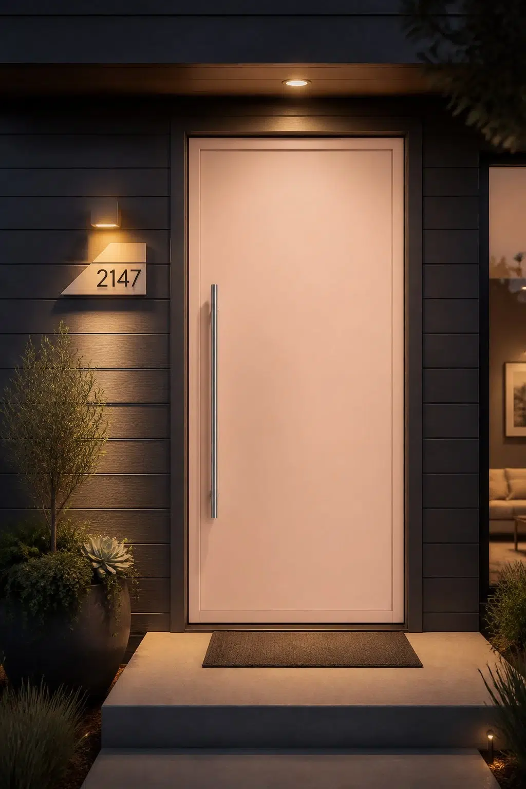 stylish front door featuring Aristocrat Peach by Sherwin-Williams