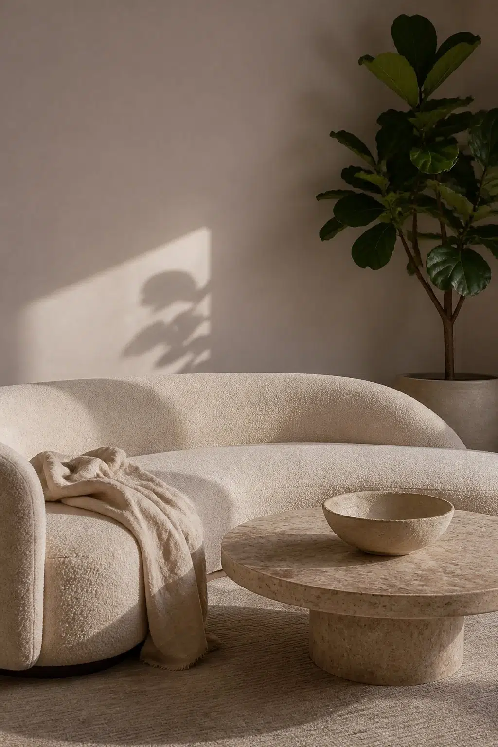 A organic modern living room painted in Armadillo