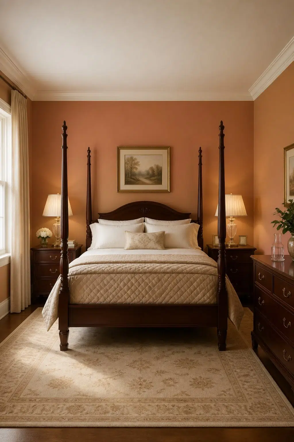 A traditional bedroom painted in Armagnac