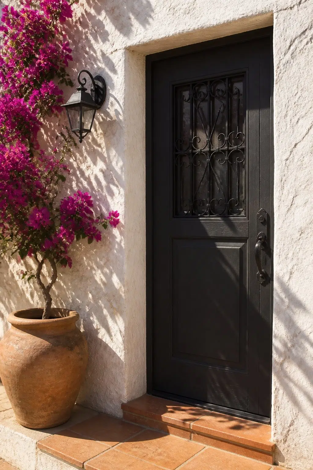 mediterranean front door featuring Armory by Sherwin-Williams