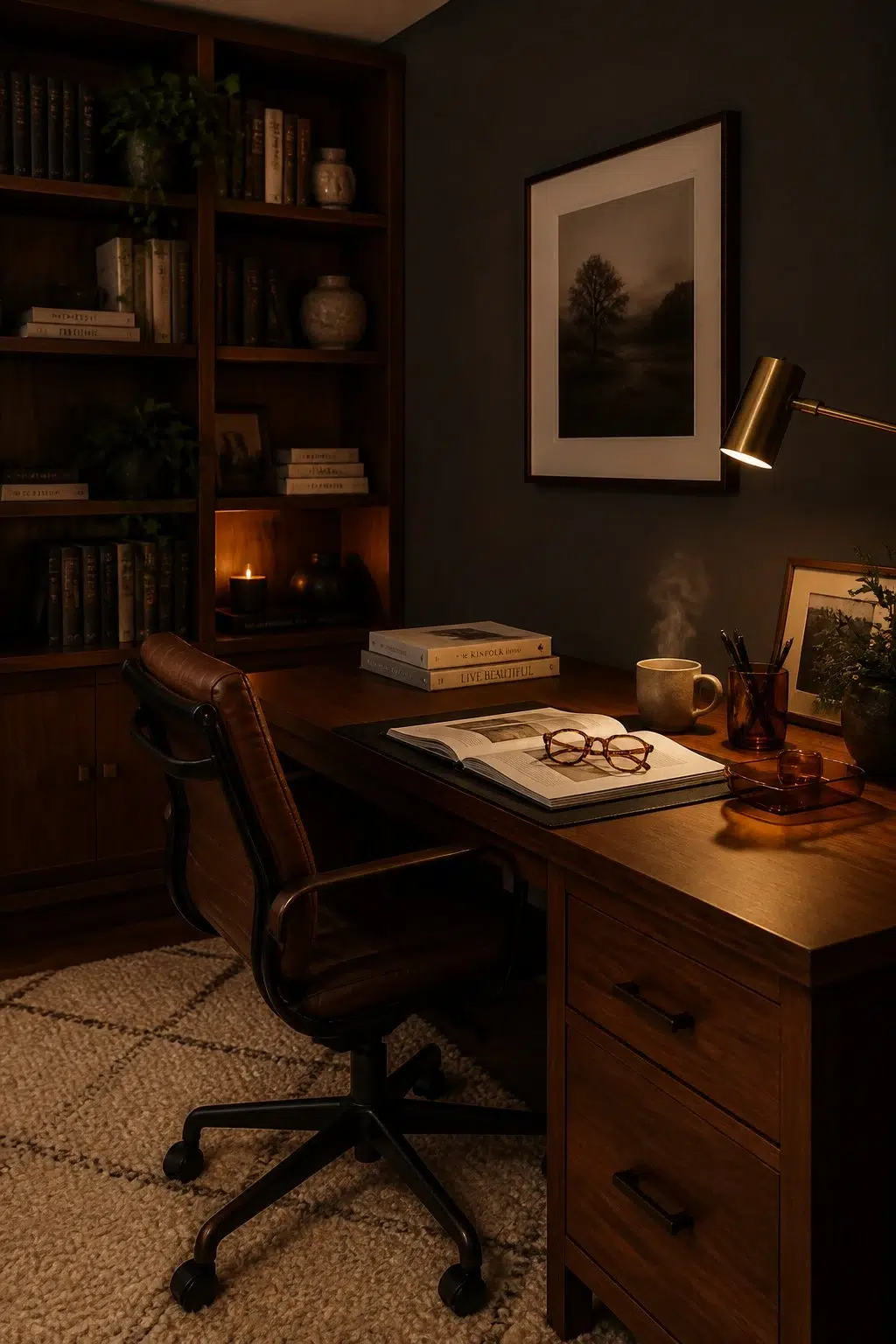 Sherwin-Williams Armory in a warm home office