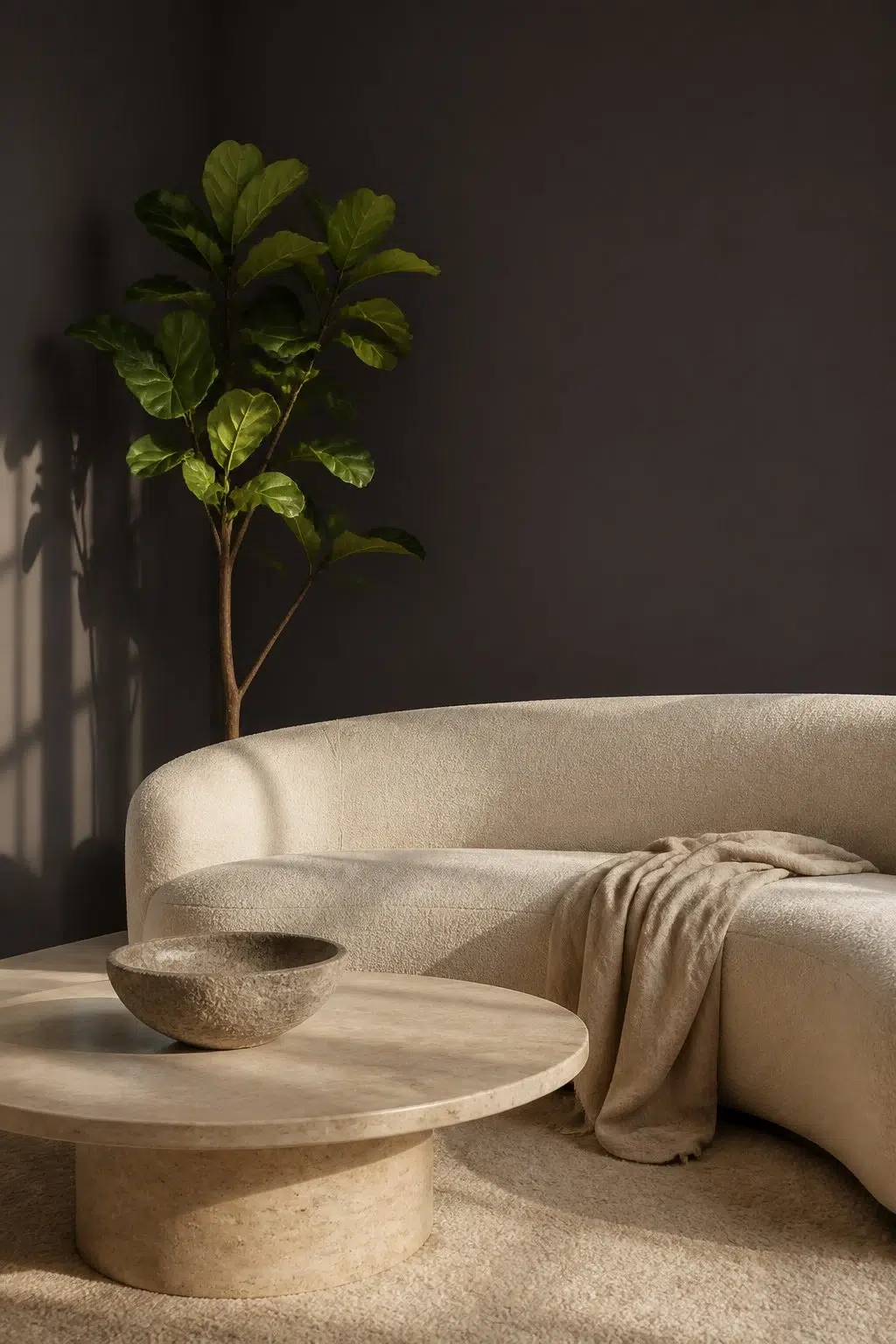 A organic modern living room painted in Armory