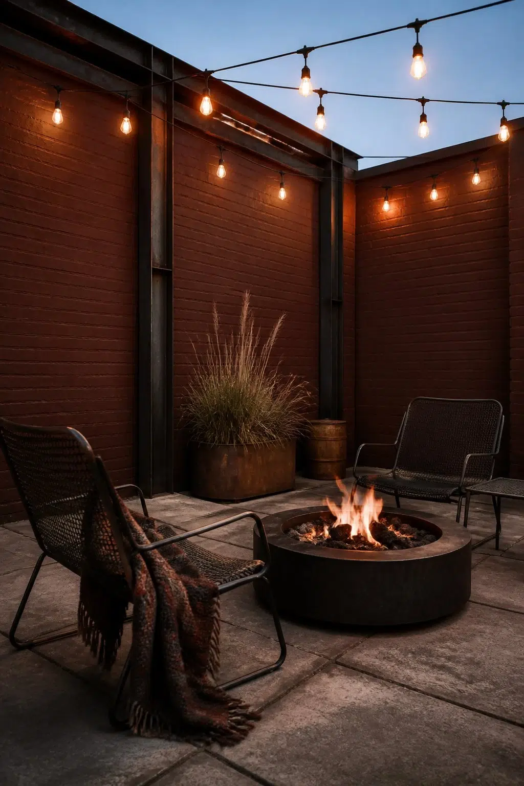 industrial patio featuring Arresting Auburn by Sherwin-Williams