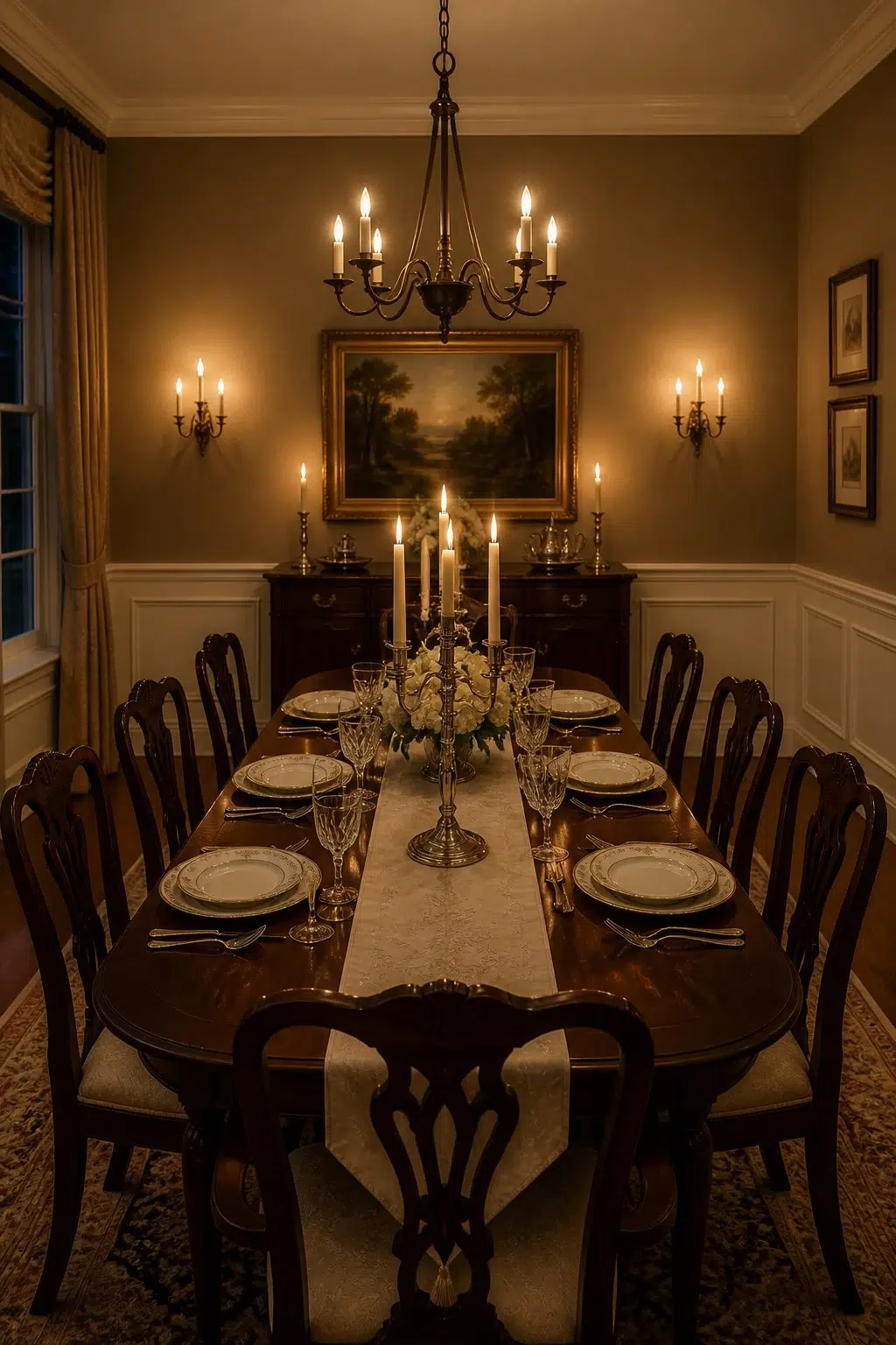 Artifact paint in a traditional dining room