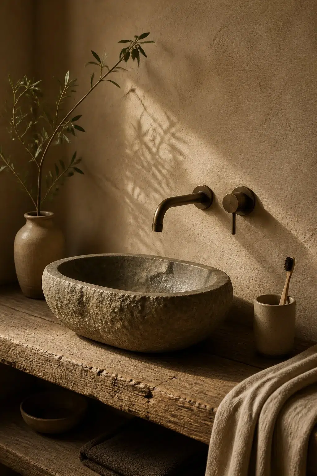Artisan Tan — wabi-sabi bathroom