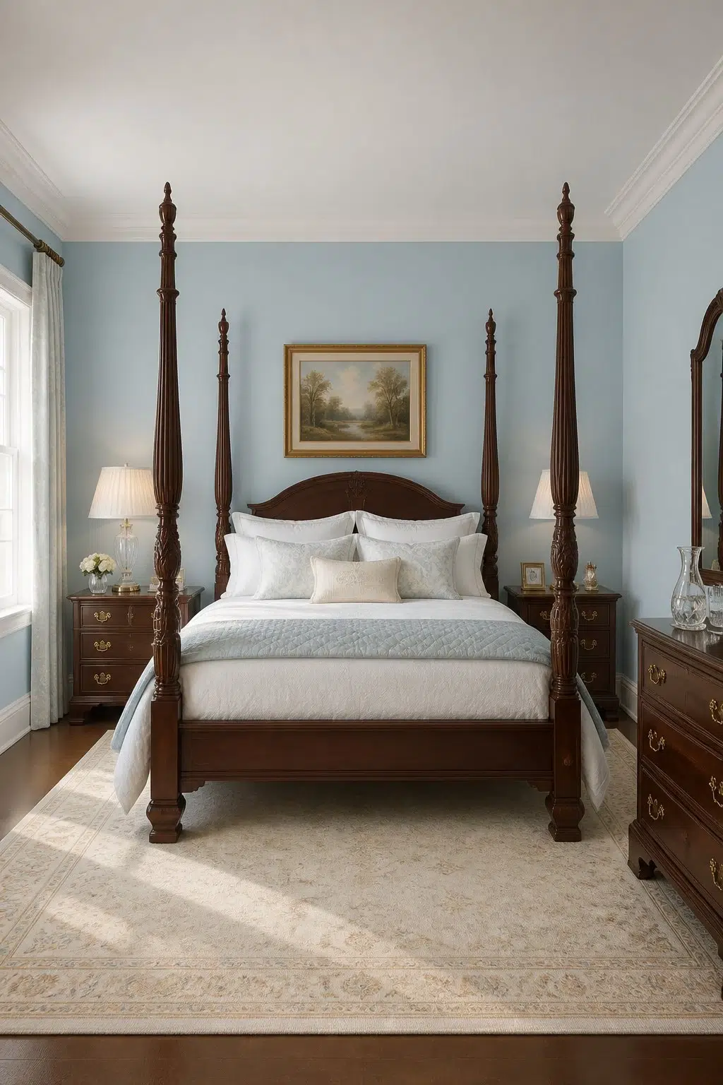 A traditional bedroom painted in Atmospheric