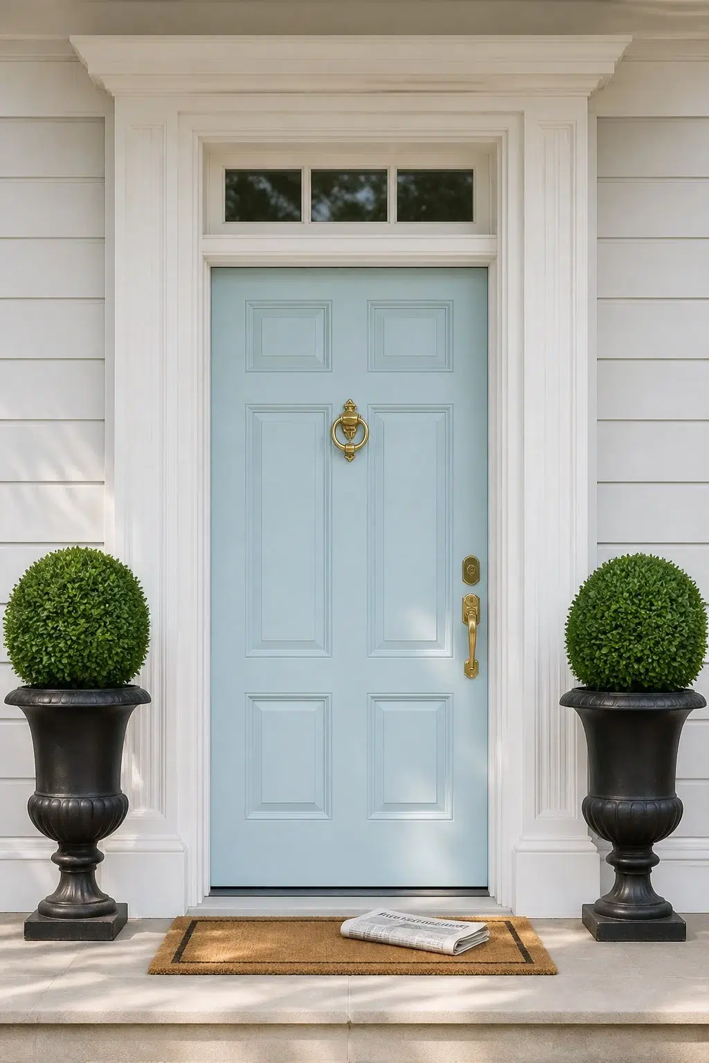 traditional front door featuring Atmospheric by Sherwin-Williams
