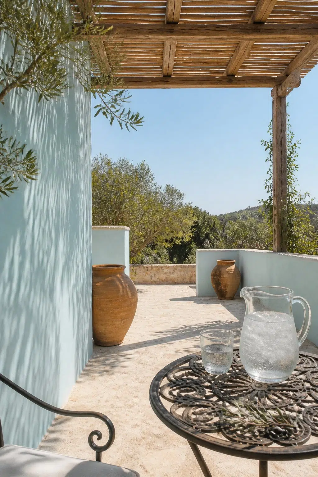 mediterranean patio featuring Atmospheric by Sherwin-Williams