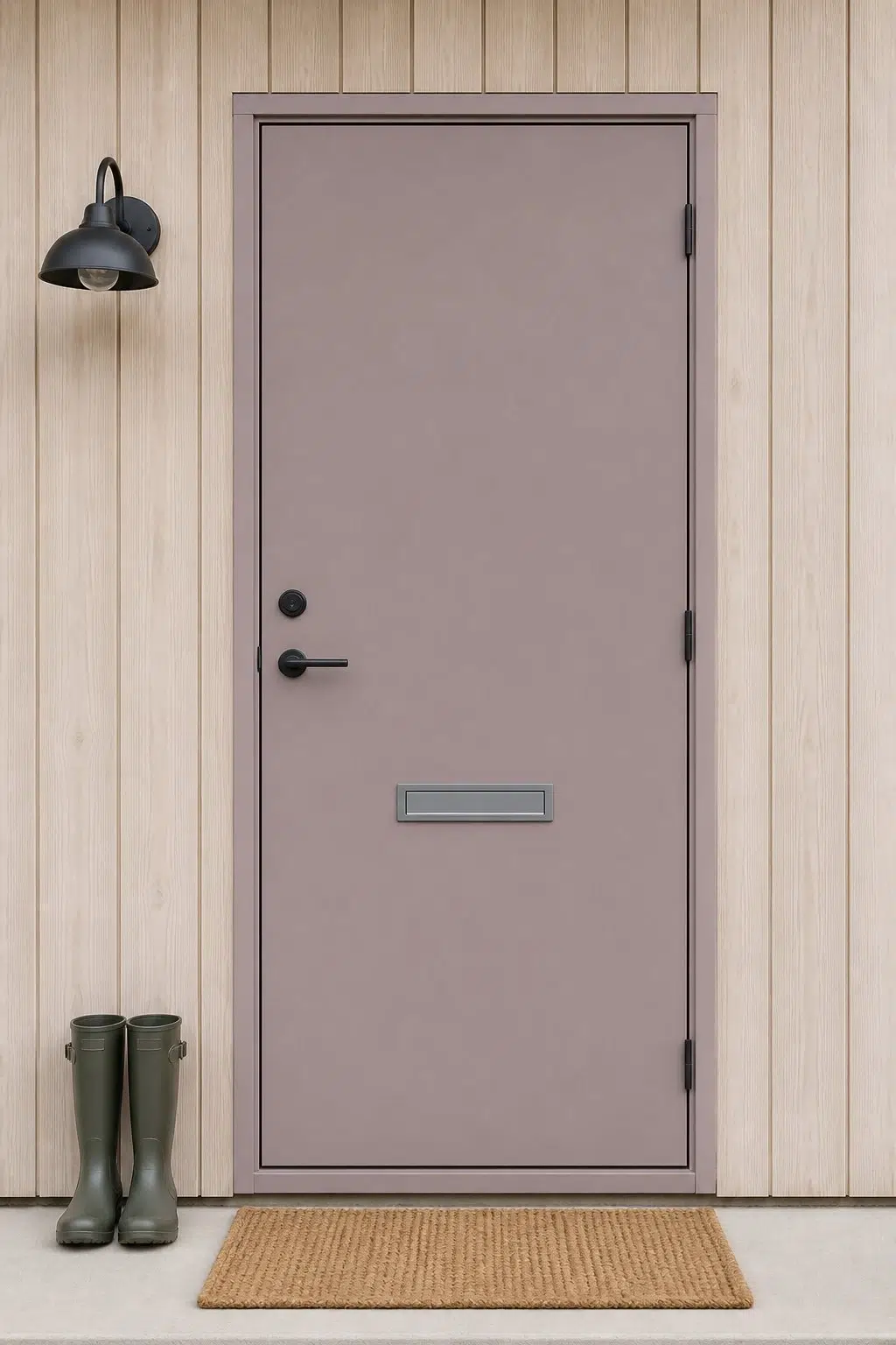 scandinavian front door featuring Auger Shell by Sherwin-Williams
