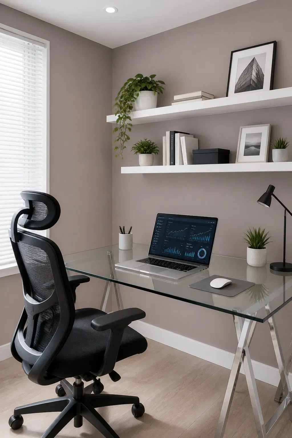 Sherwin-Williams Auger Shell in a contemporary home office