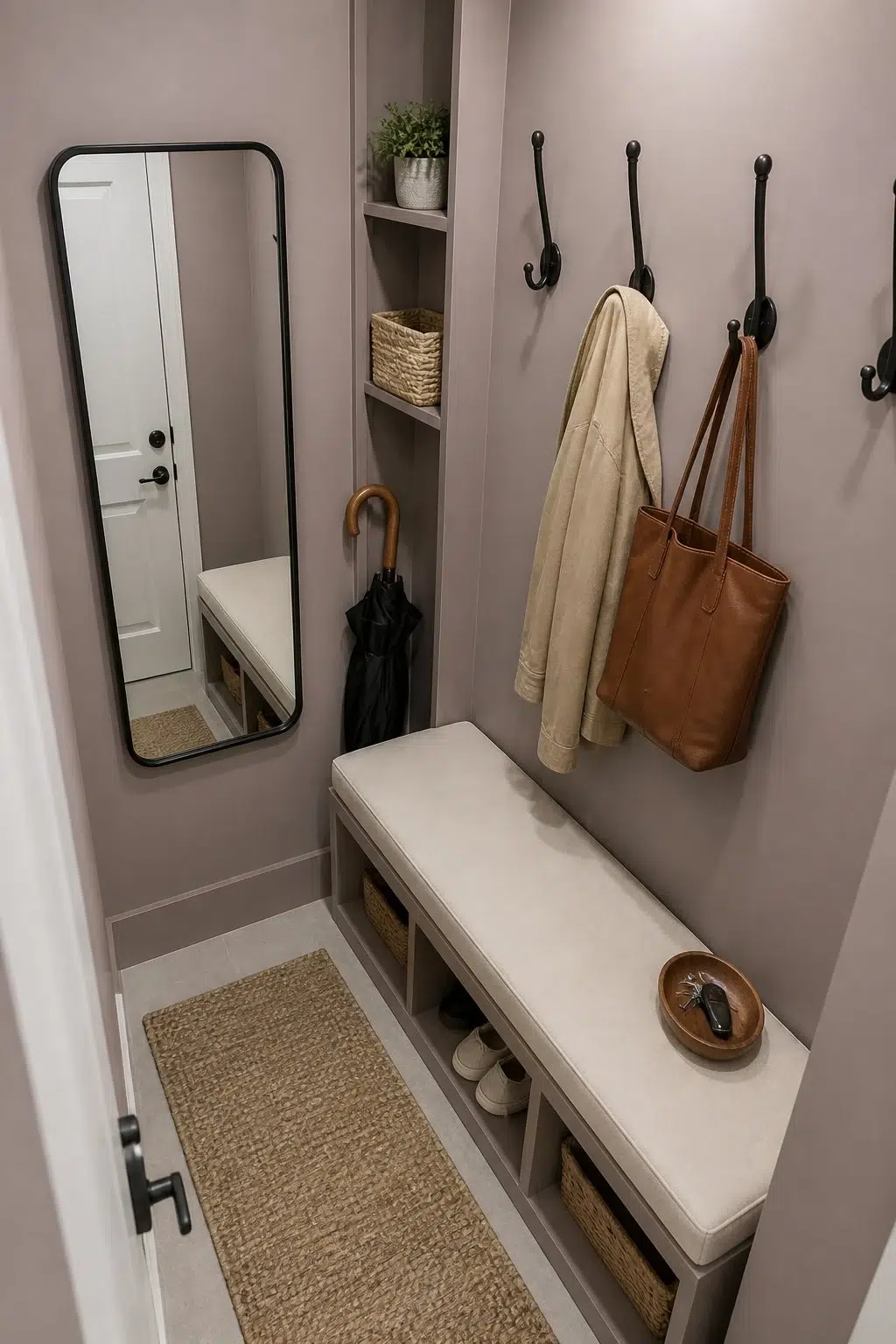 Auger Shell paint in a small mudroom