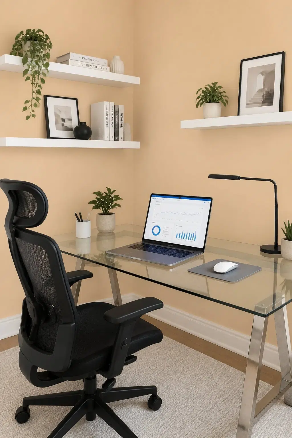 Sherwin-Williams August Moon in a contemporary home office