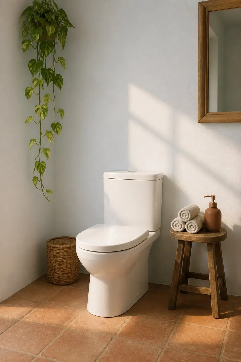 Aura White — earthy bathroom