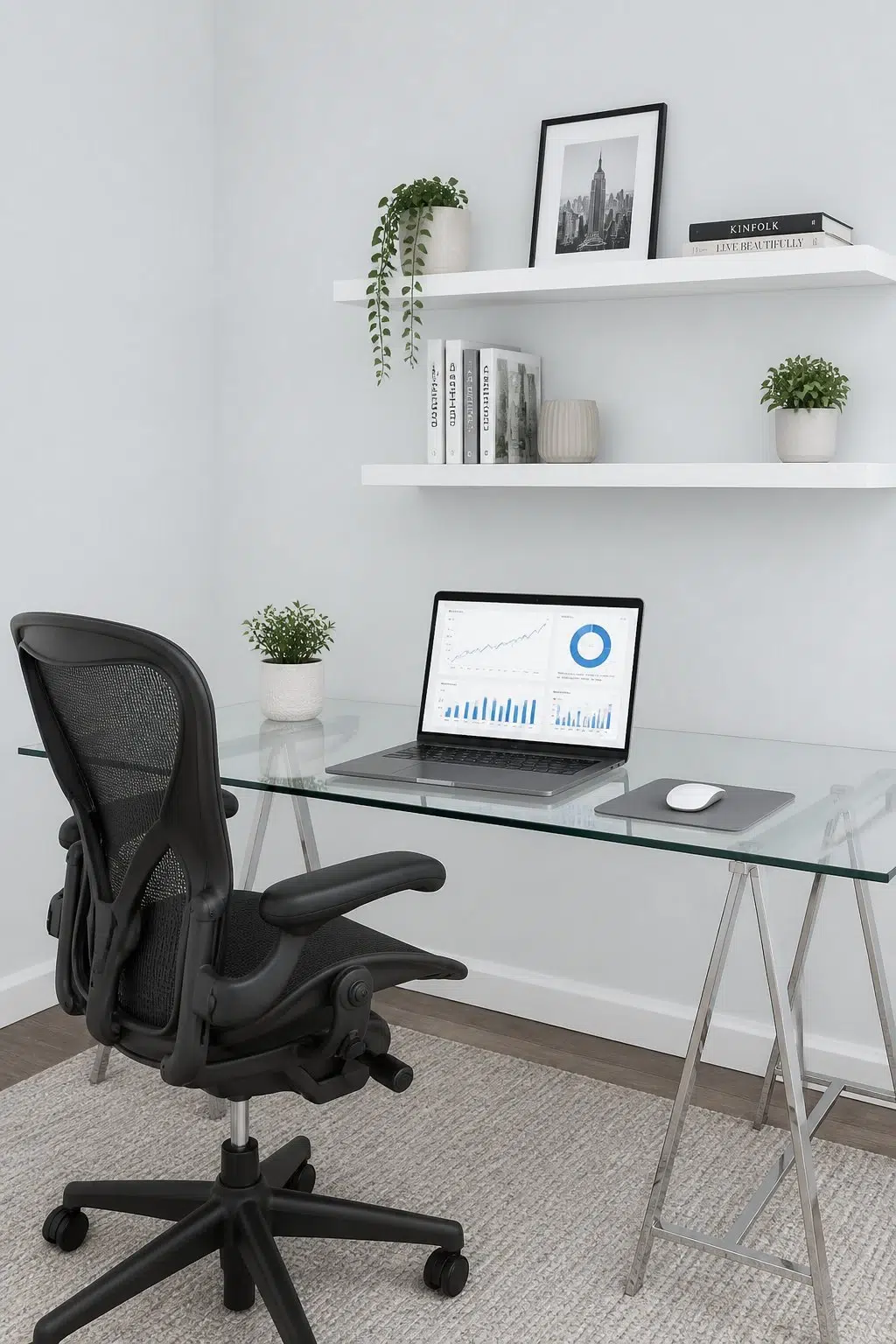 Sherwin-Williams Aura White in a contemporary home office