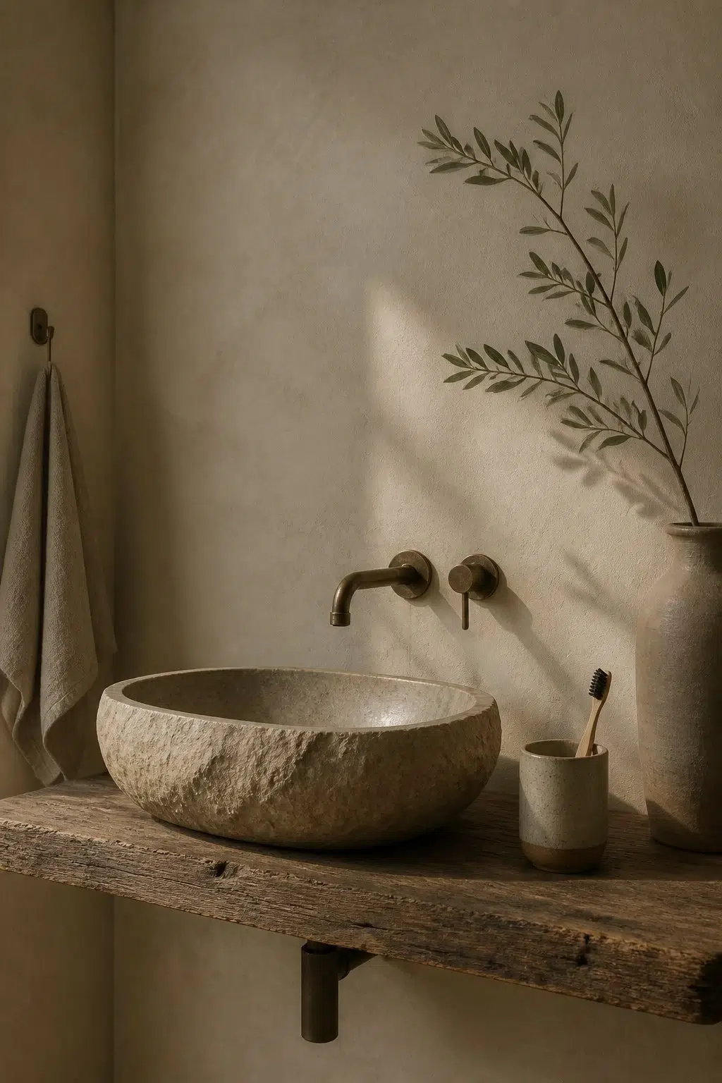 Avenue Tan — wabi-sabi bathroom
