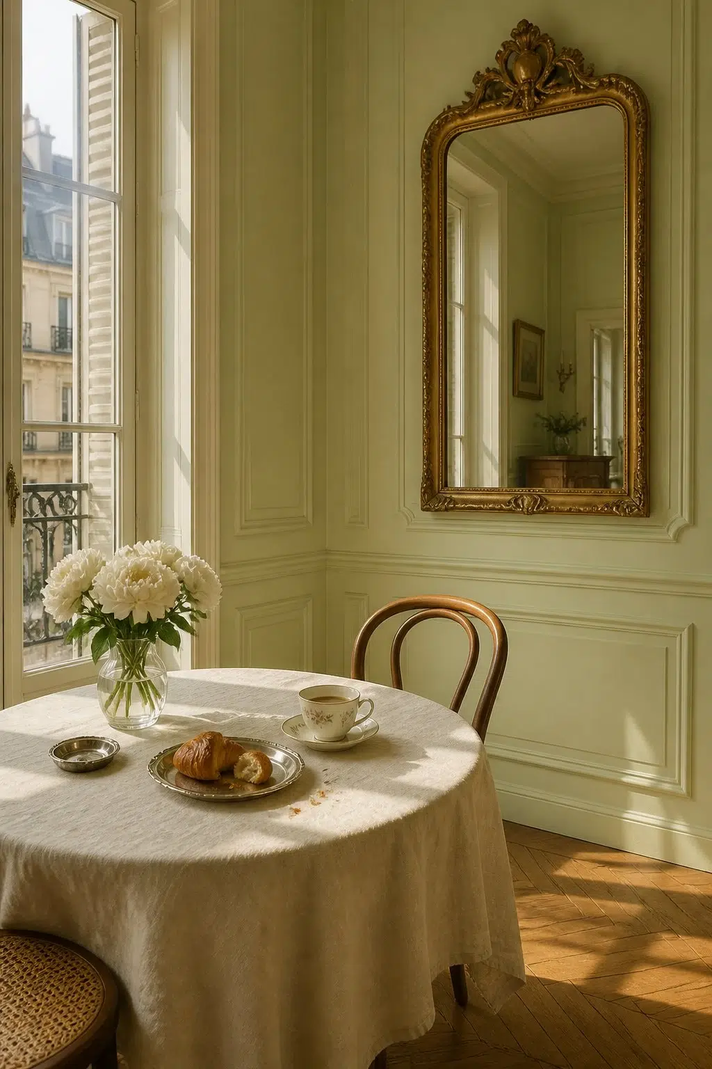 Baby Bok Choy paint in a parisian dining room