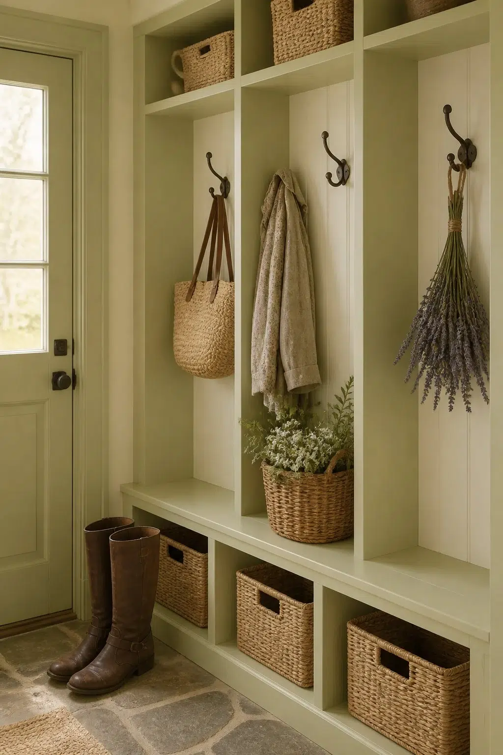 Baby Bok Choy paint in a cottagecore mudroom