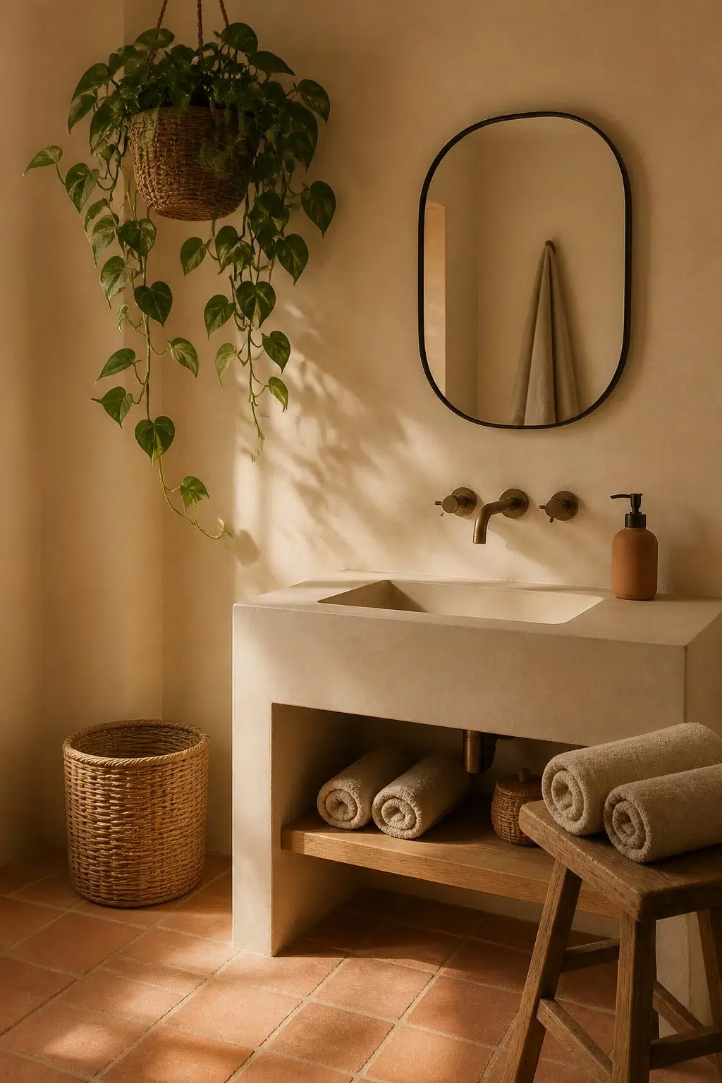 Bagel — earthy bathroom