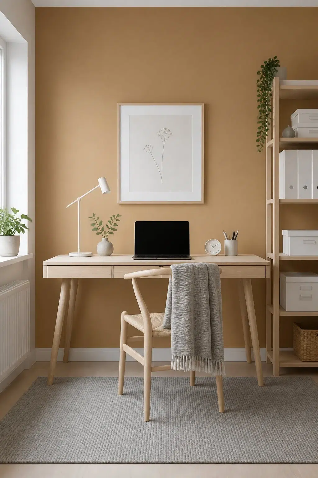 Sherwin-Williams Baguette in a scandinavian home office