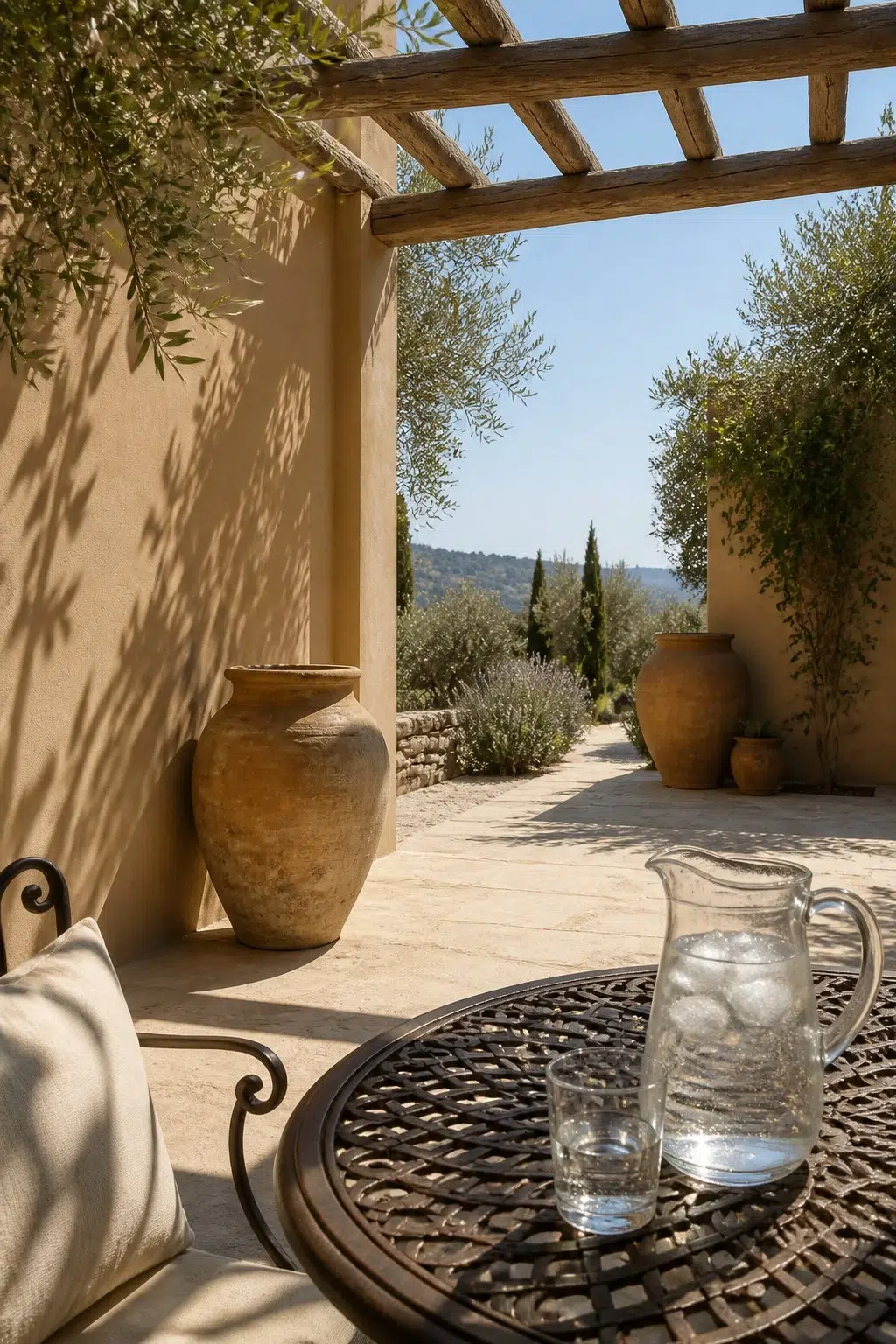 mediterranean patio featuring Baguette by Sherwin-Williams