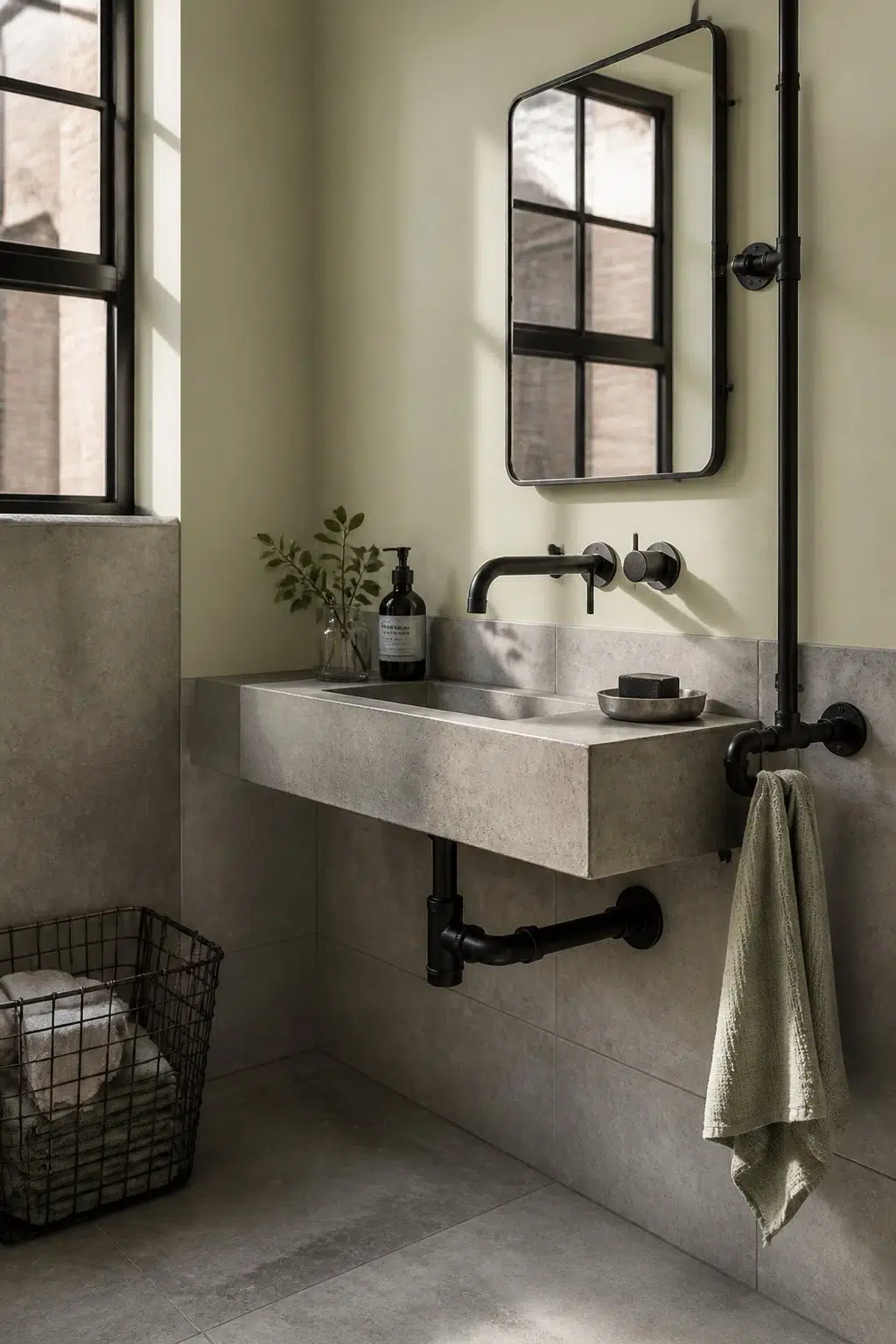 Baize Green — industrial bathroom