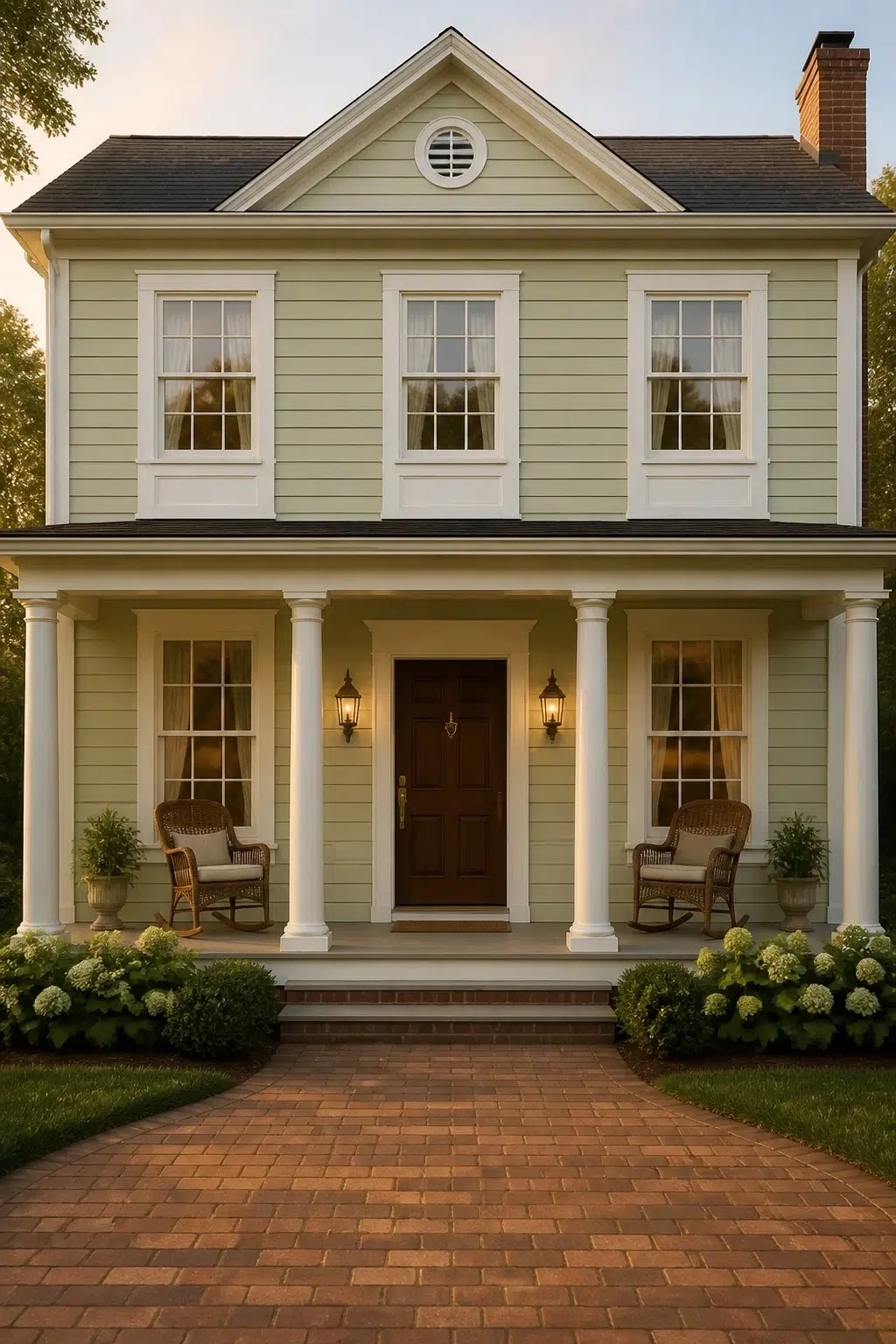 Baize Green color — traditional house inspiration