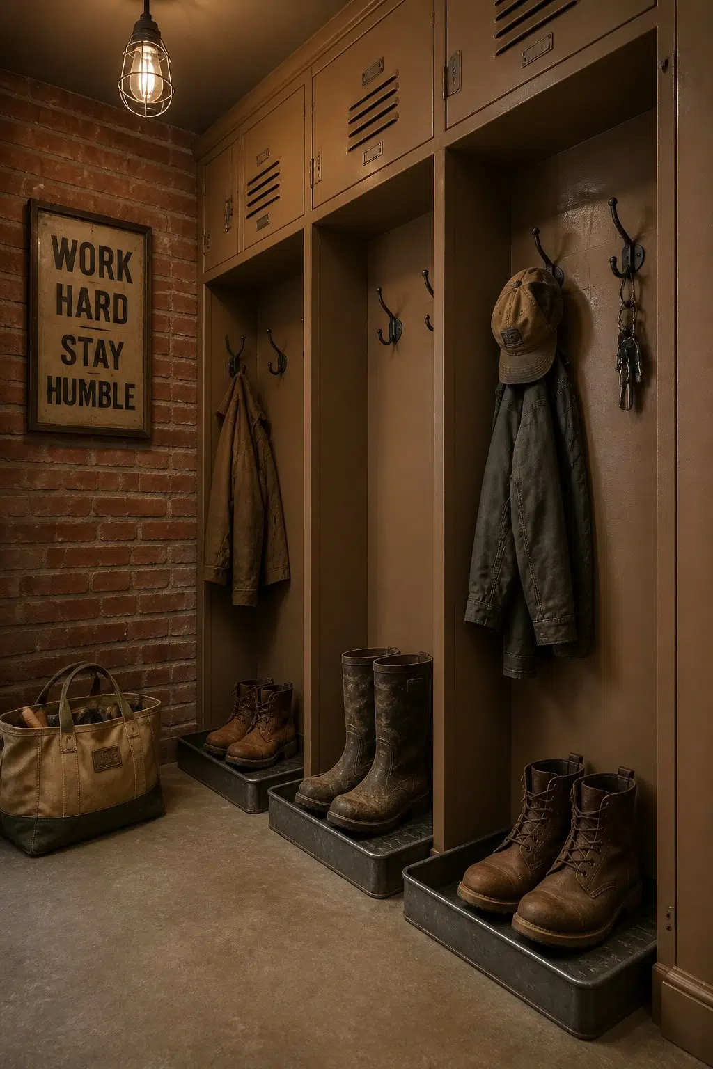 Baked Cookie paint in a industrial mudroom