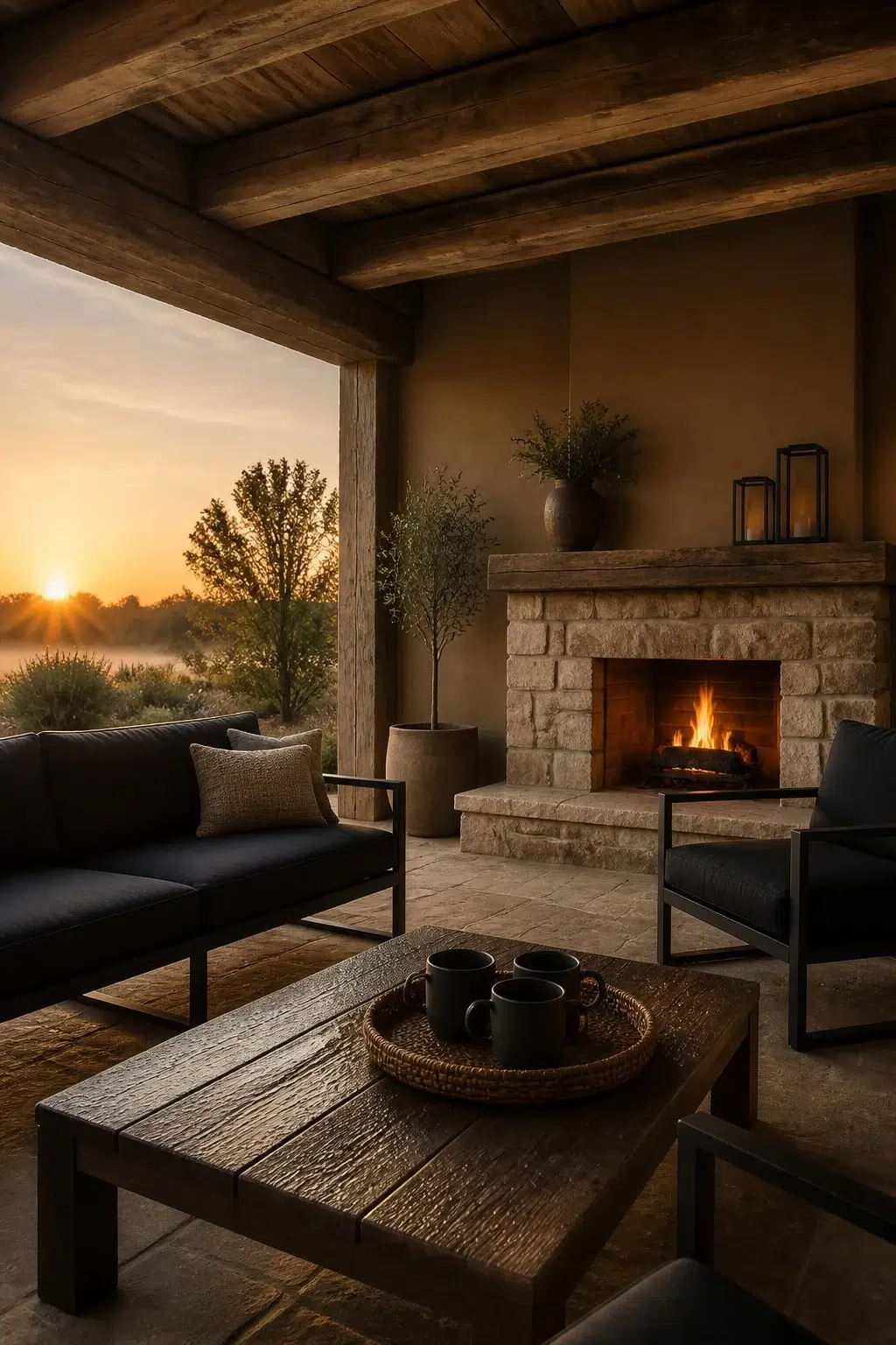 rustic modern patio featuring Baked Cookie by Sherwin-Williams