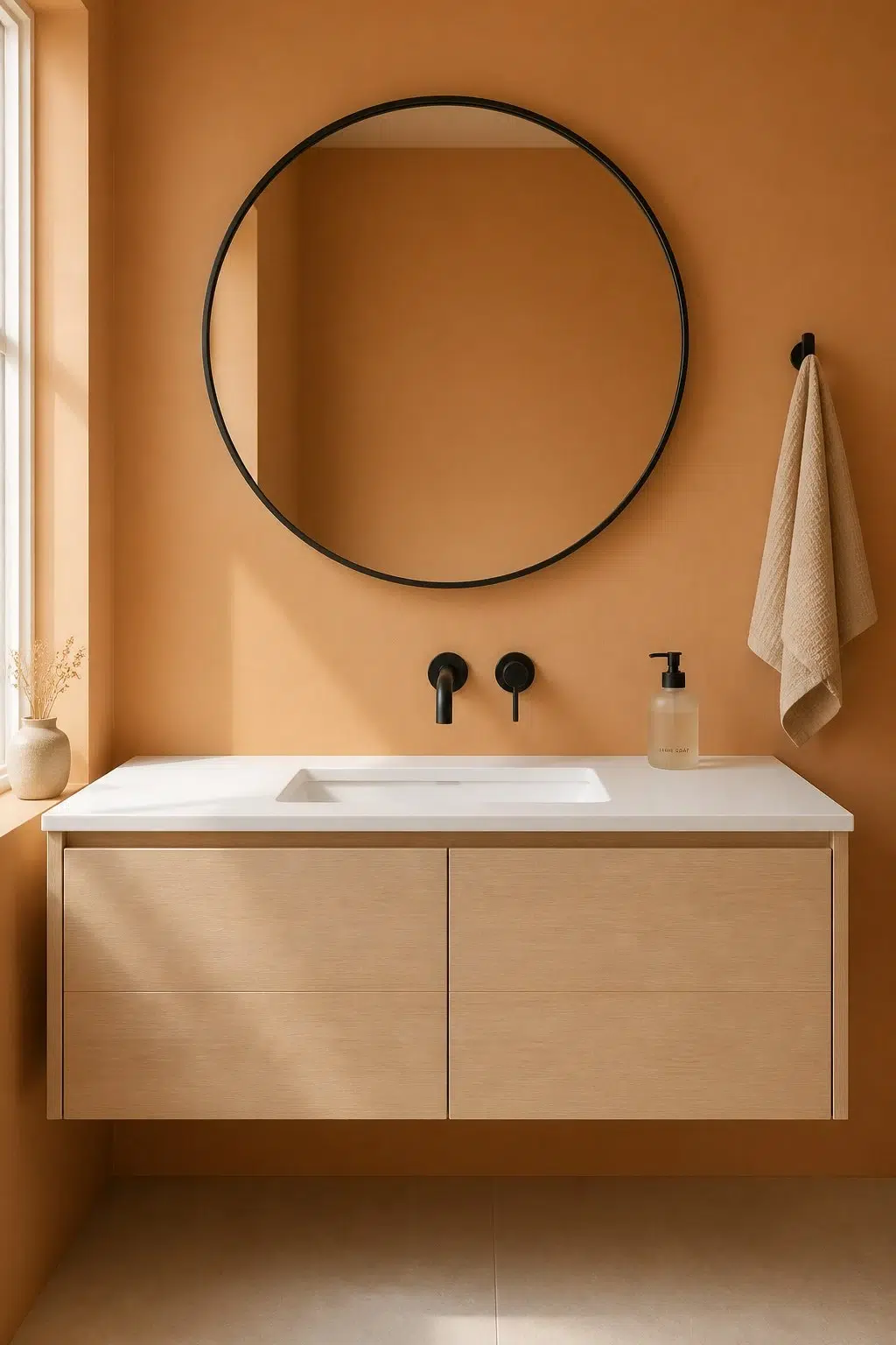 Bakelite Gold — minimalist bathroom